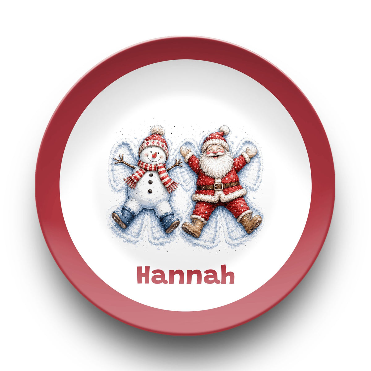 Personalized Santa Snowman Snow Angel Plate by Lil Plate Shop