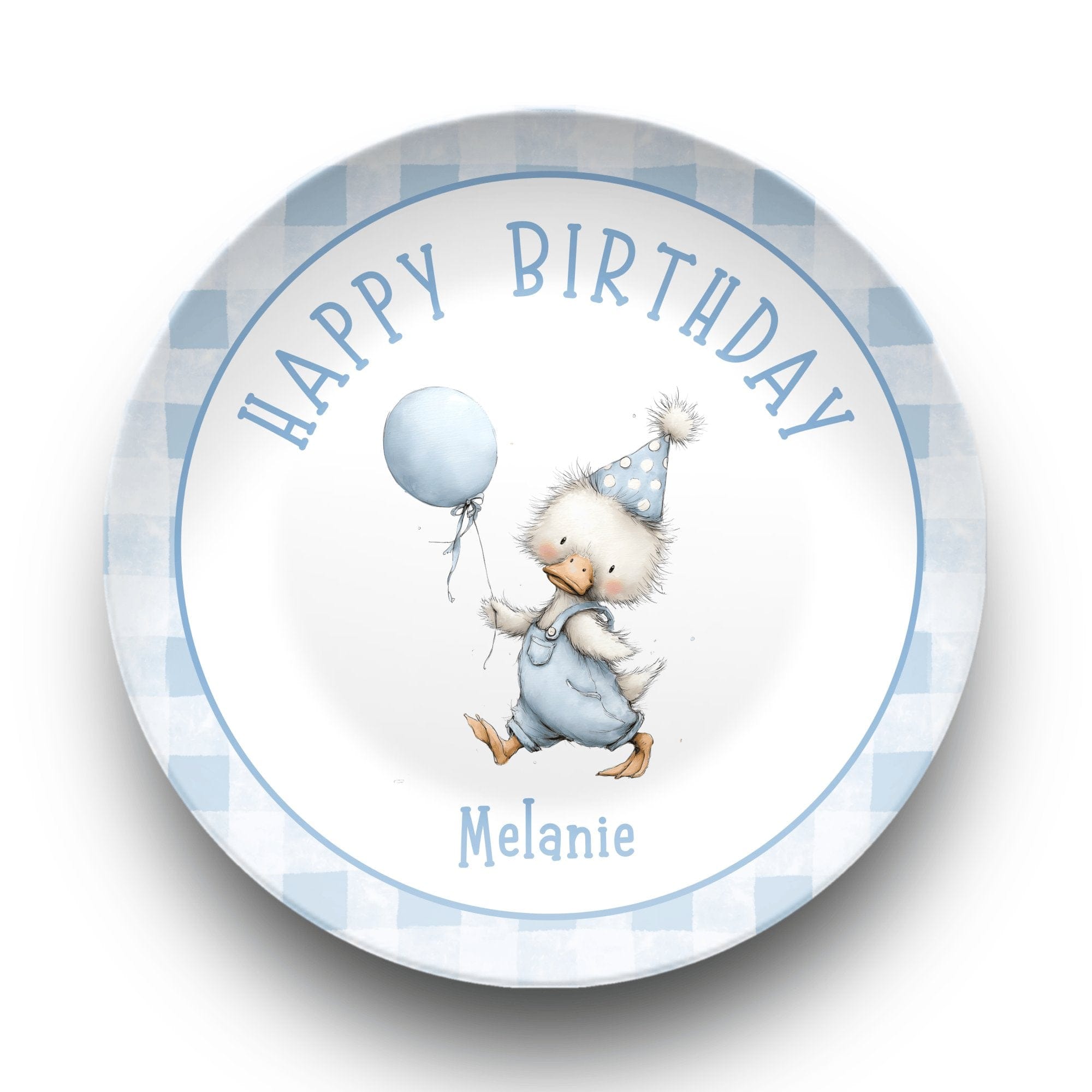 Goose Balloon Gingham Plate by Lil Plate Shop