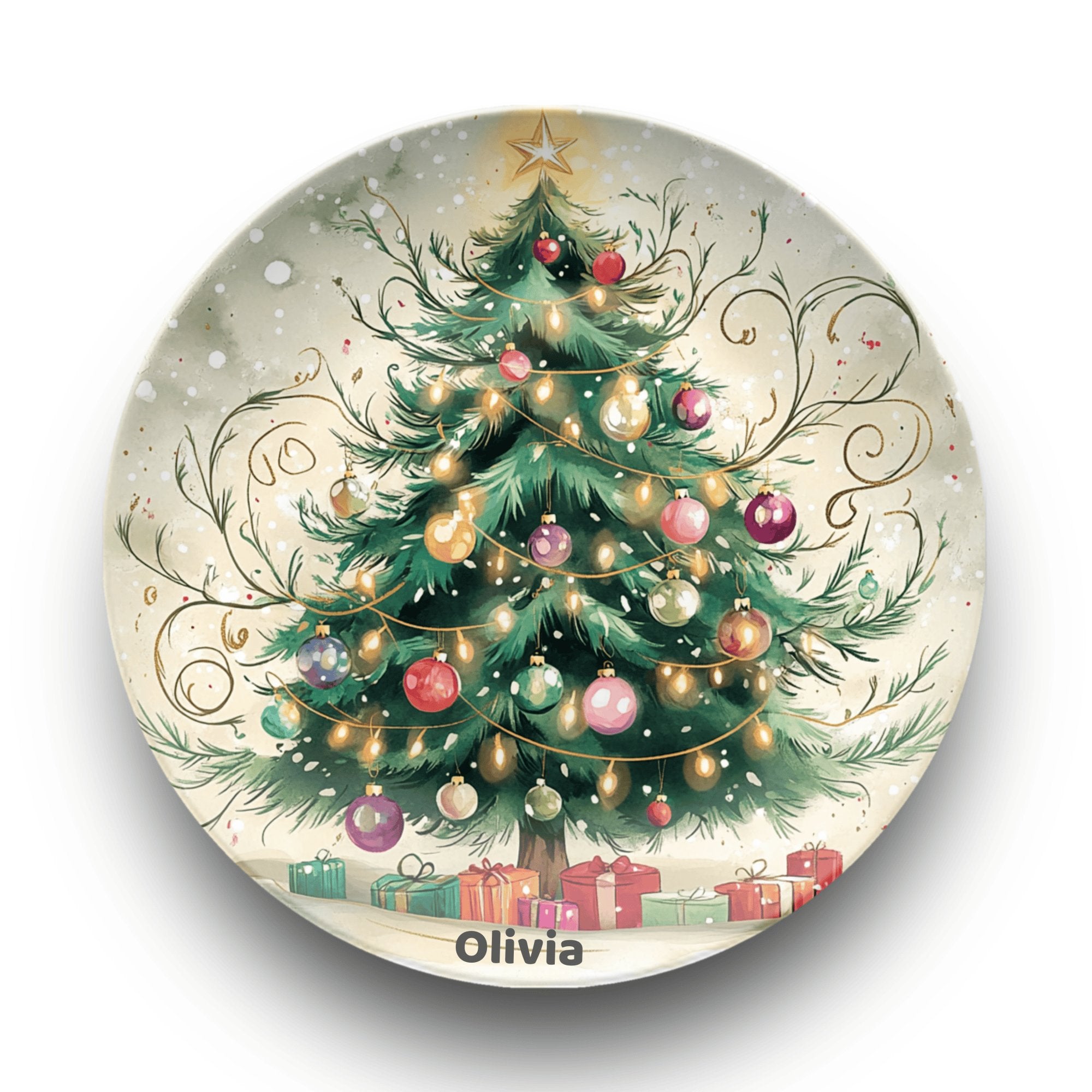 Personalized Christmas Tree Magic Plate Plate by Lil Plate Shop