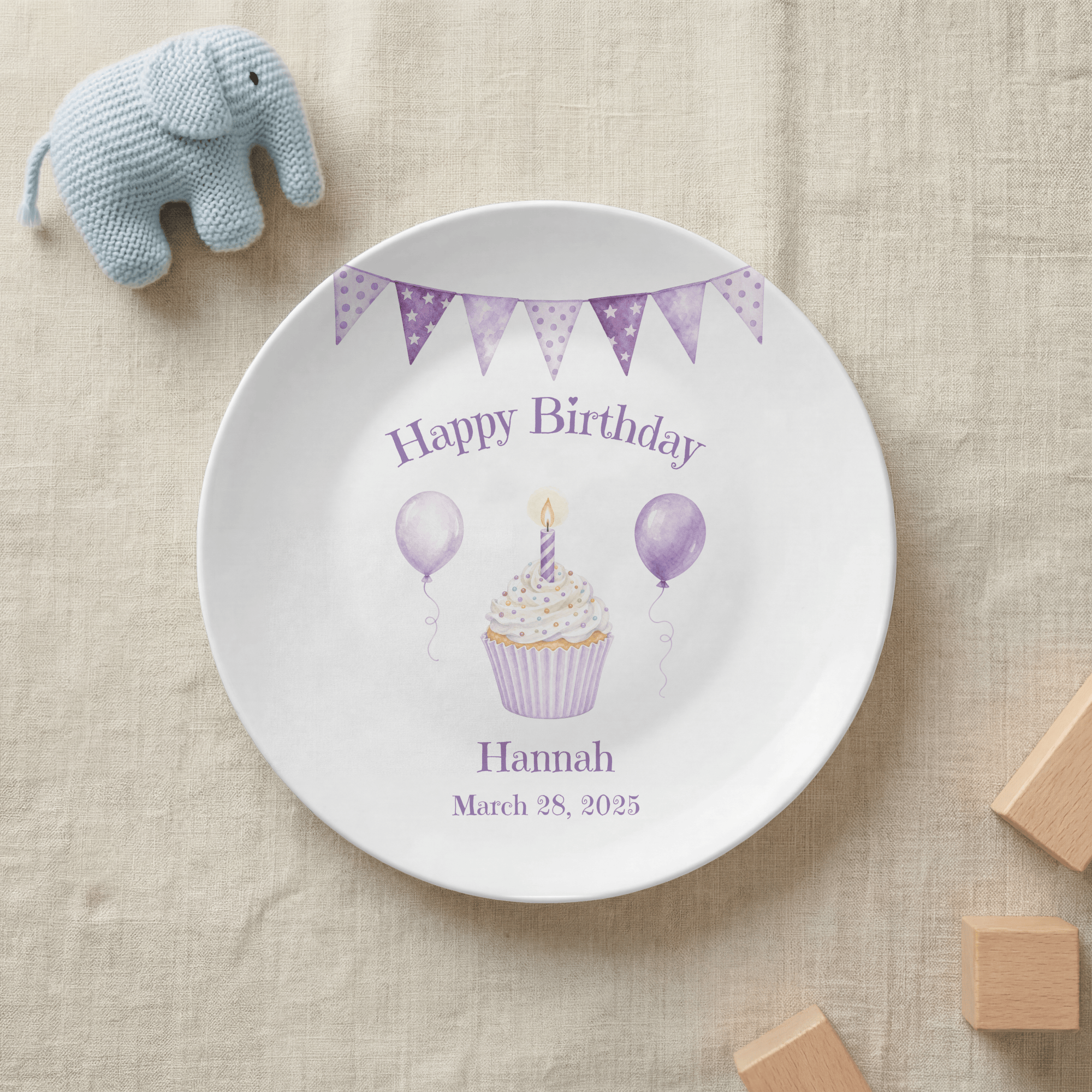 Purple Banner Cupcake Plate by Lil Plate Shop