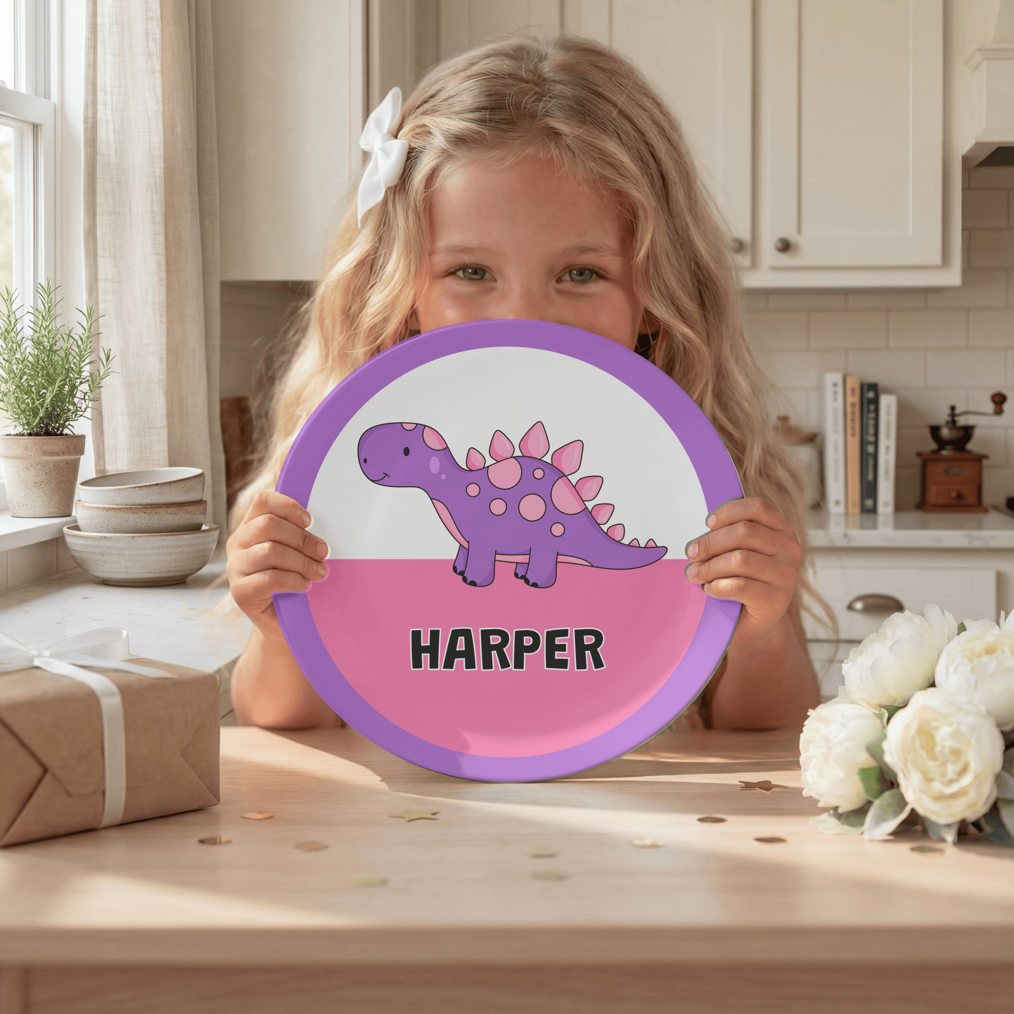 Purple Dinosaur Plate by Lil Plate Shop