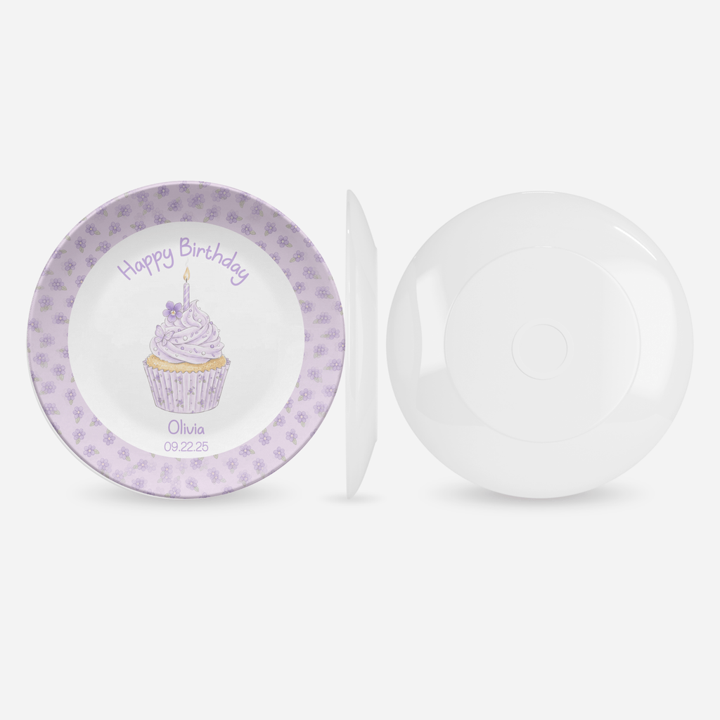 Purple Floral Birthday Cupcake Plate by Lil Plate Shop