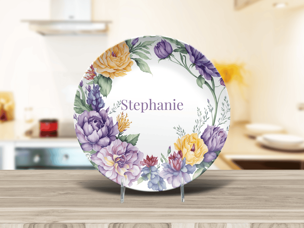 Purple Floral Border Plate by Lil Plate Shop