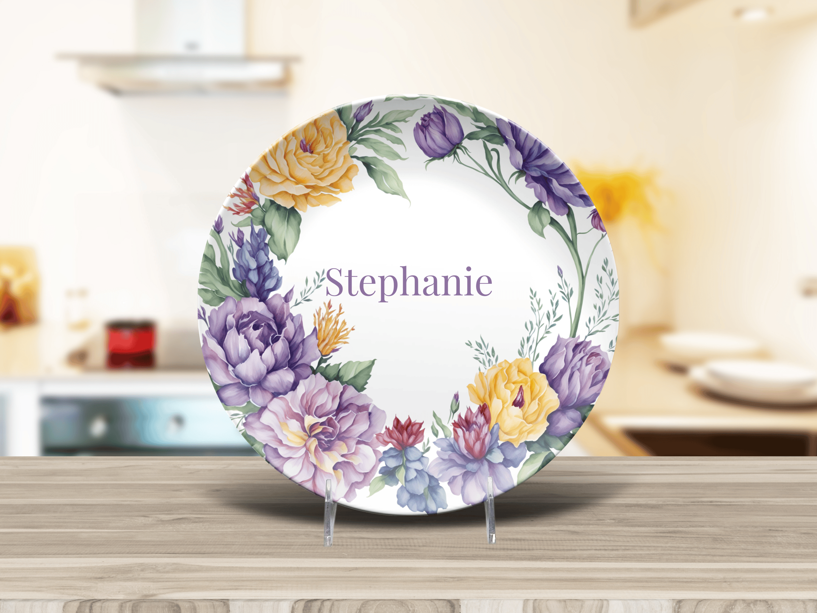 Purple Floral Border Plate by Lil Plate Shop