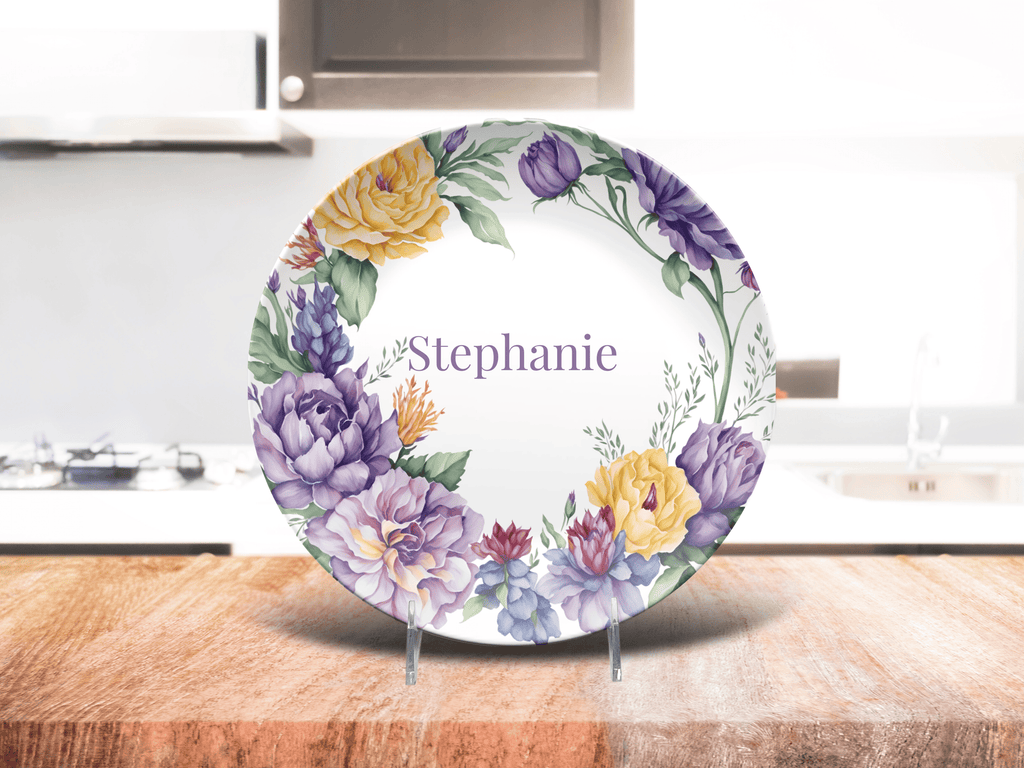 Purple Floral Border Plate by Lil Plate Shop