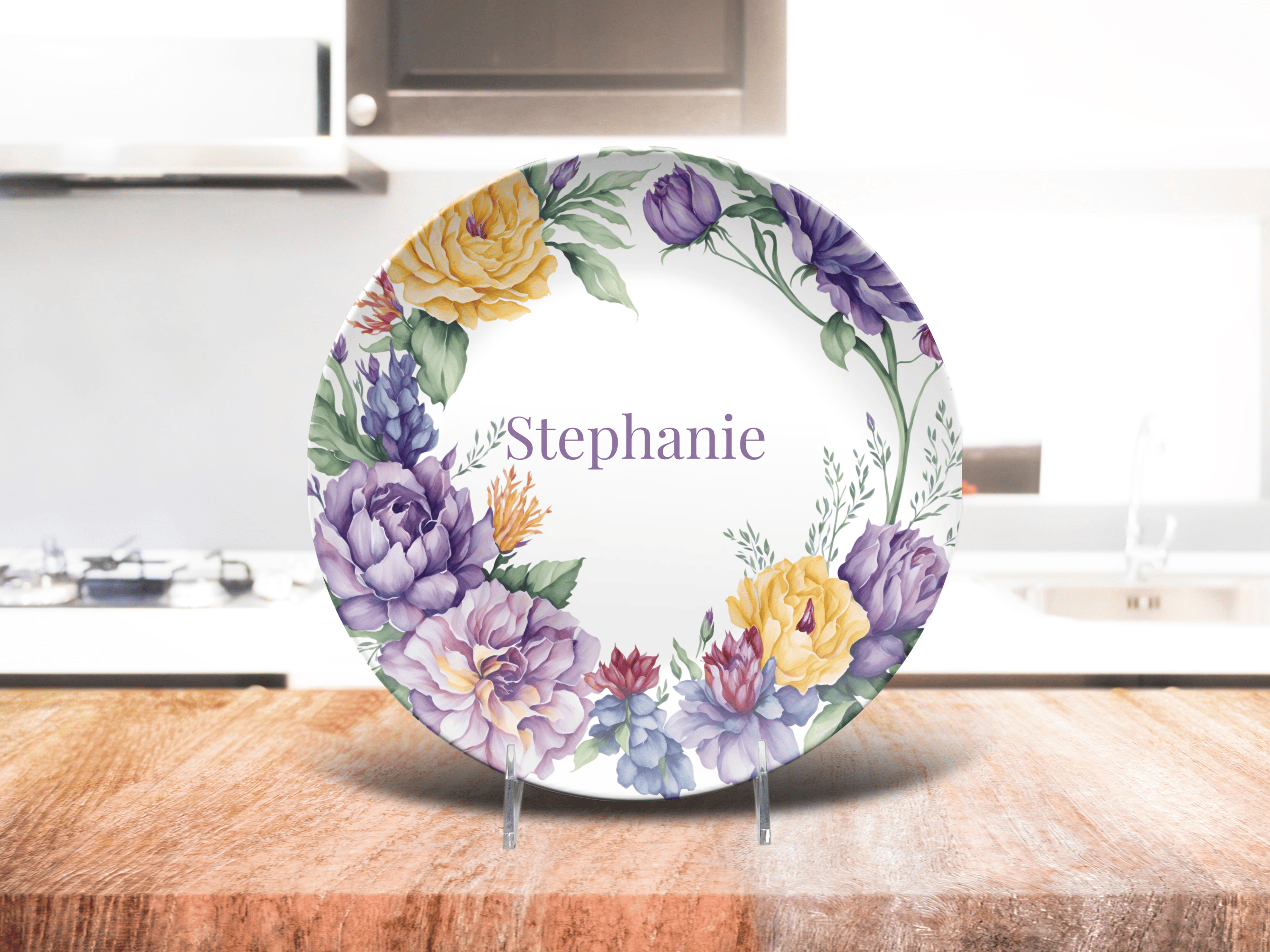 Purple Floral Border Plate by Lil Plate Shop