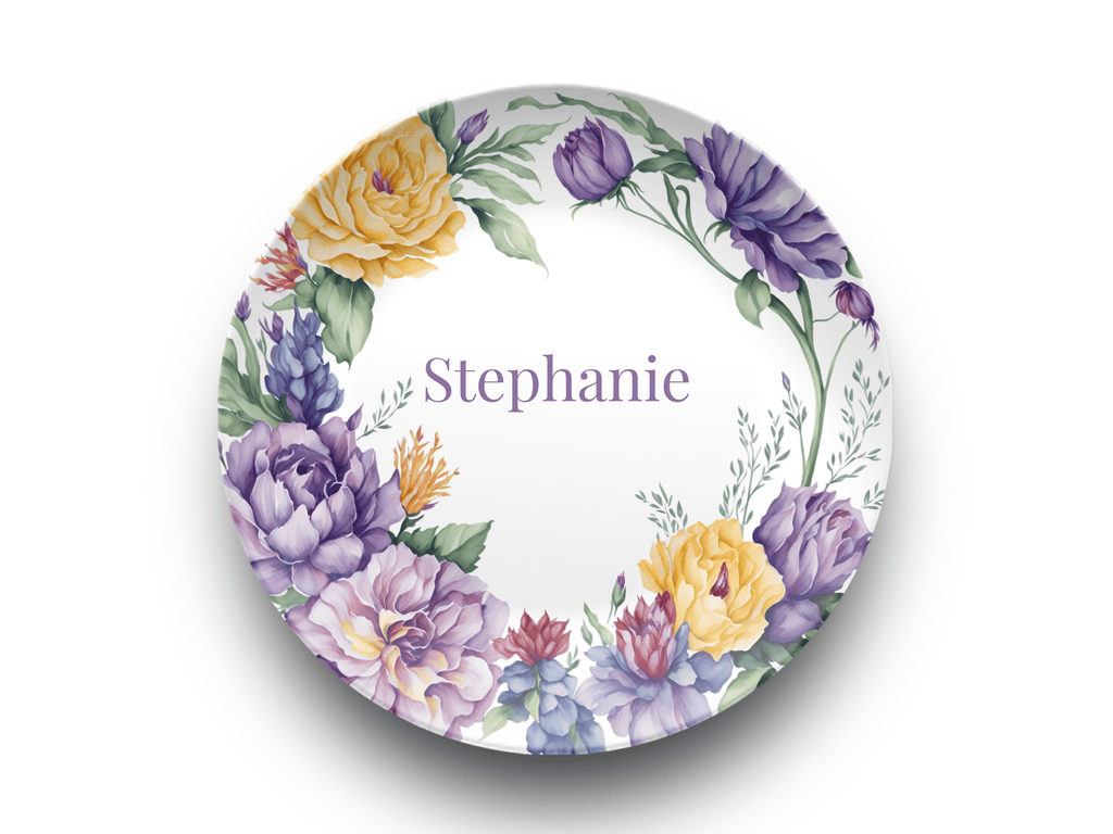 Purple Floral Border Plate by Lil Plate Shop