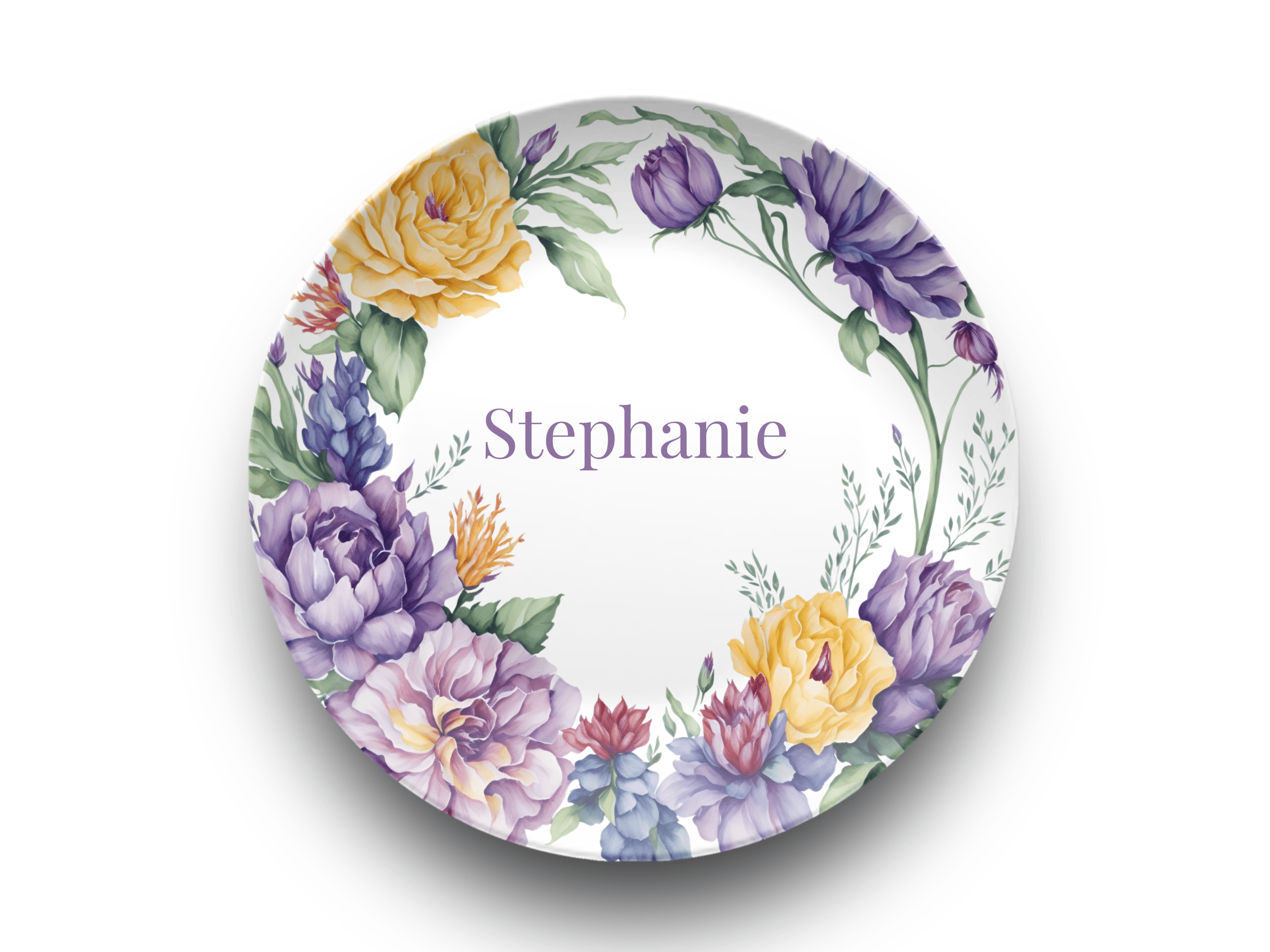 Purple Floral Border Plate by Lil Plate Shop