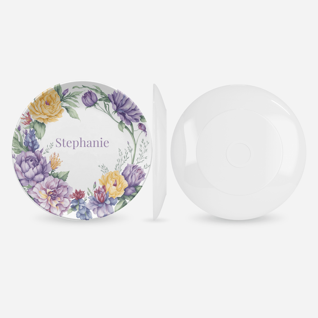 Purple Floral Border Plate by Lil Plate Shop