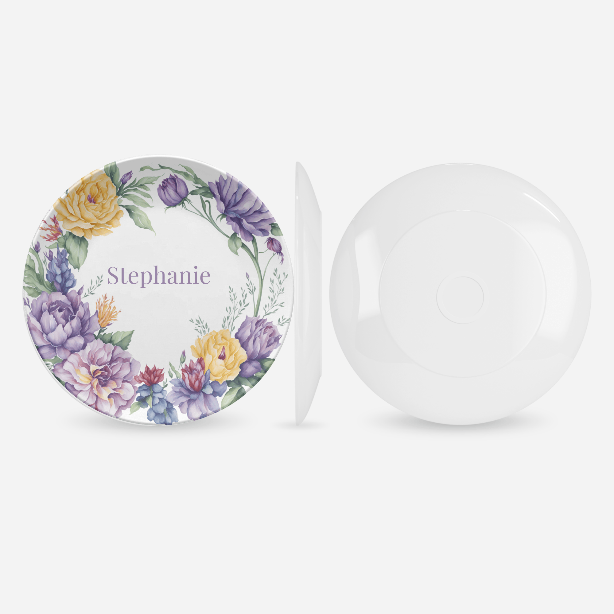 Purple Floral Border Plate by Lil Plate Shop