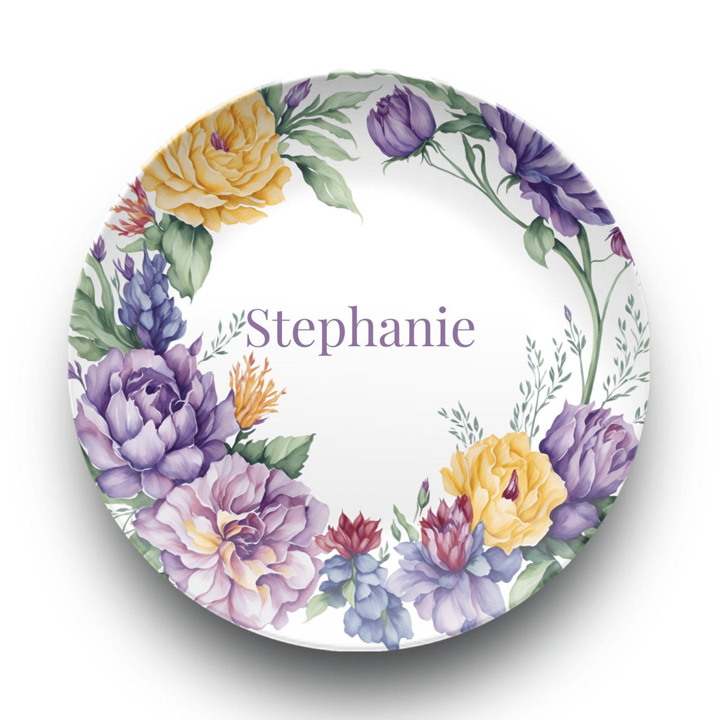 Purple Floral Border Plate by Lil Plate Shop
