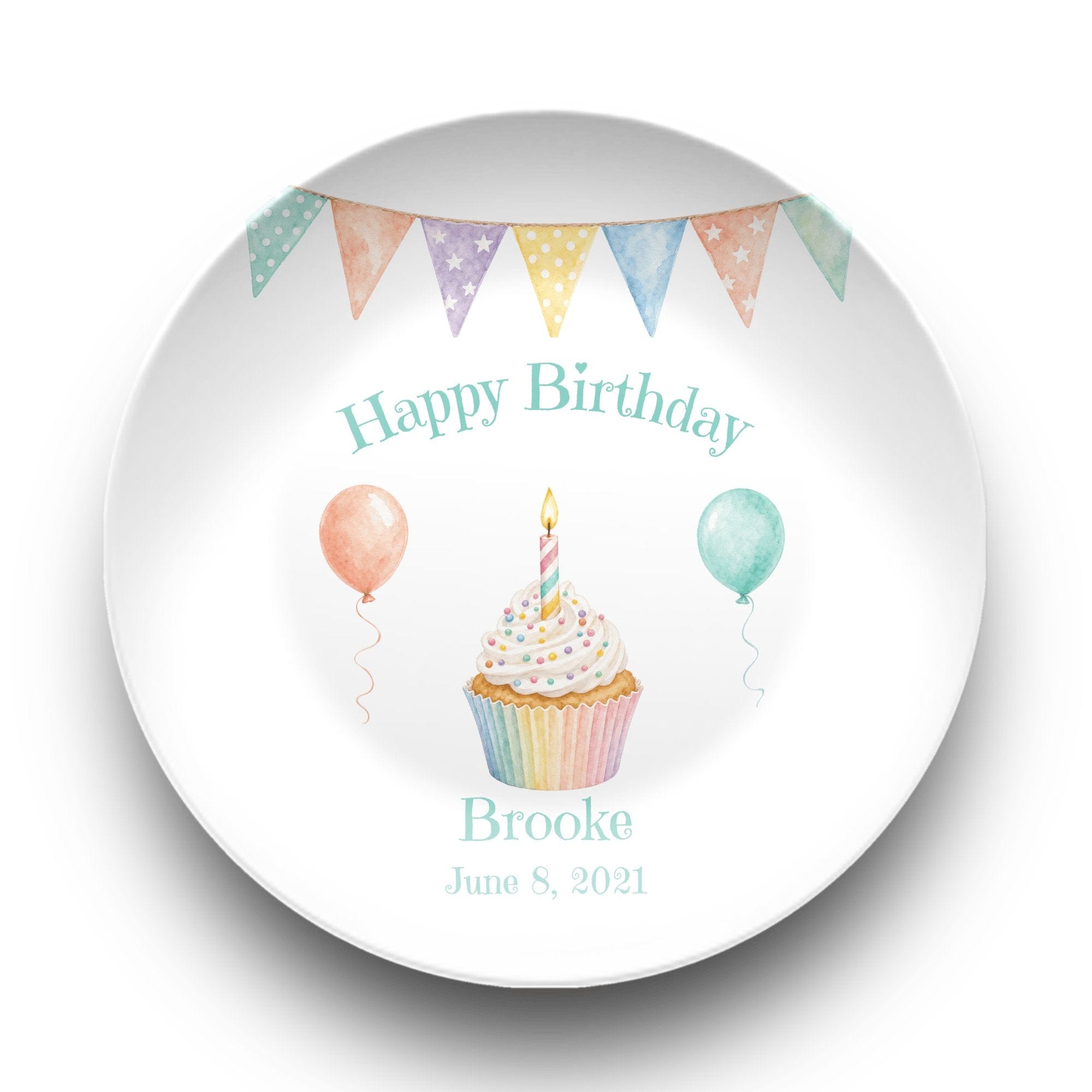 Rainbow Banner Balloon Plate by Lil Plate Shop