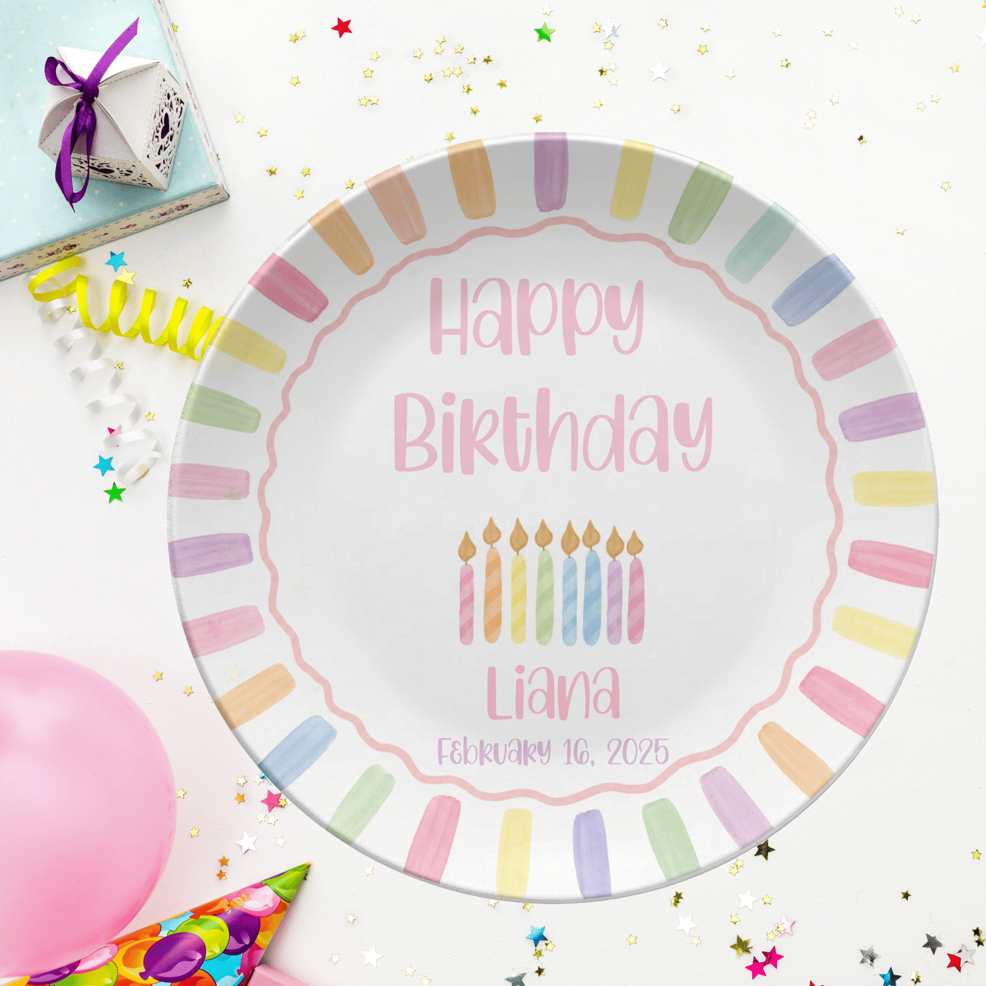 Rainbow Candle Birthday Plate by Lil Plate Shop