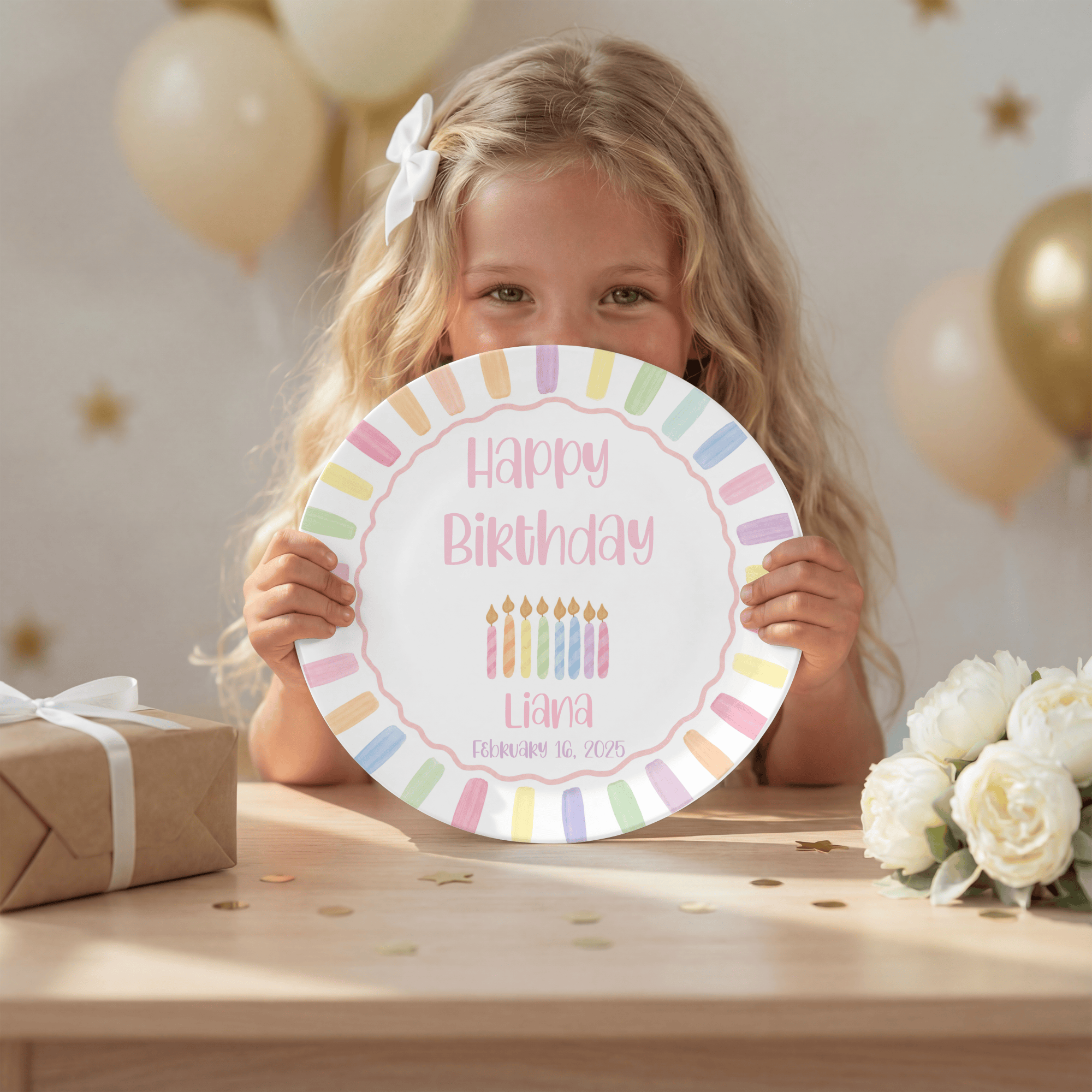 Rainbow Candle Birthday Plate by Lil Plate Shop