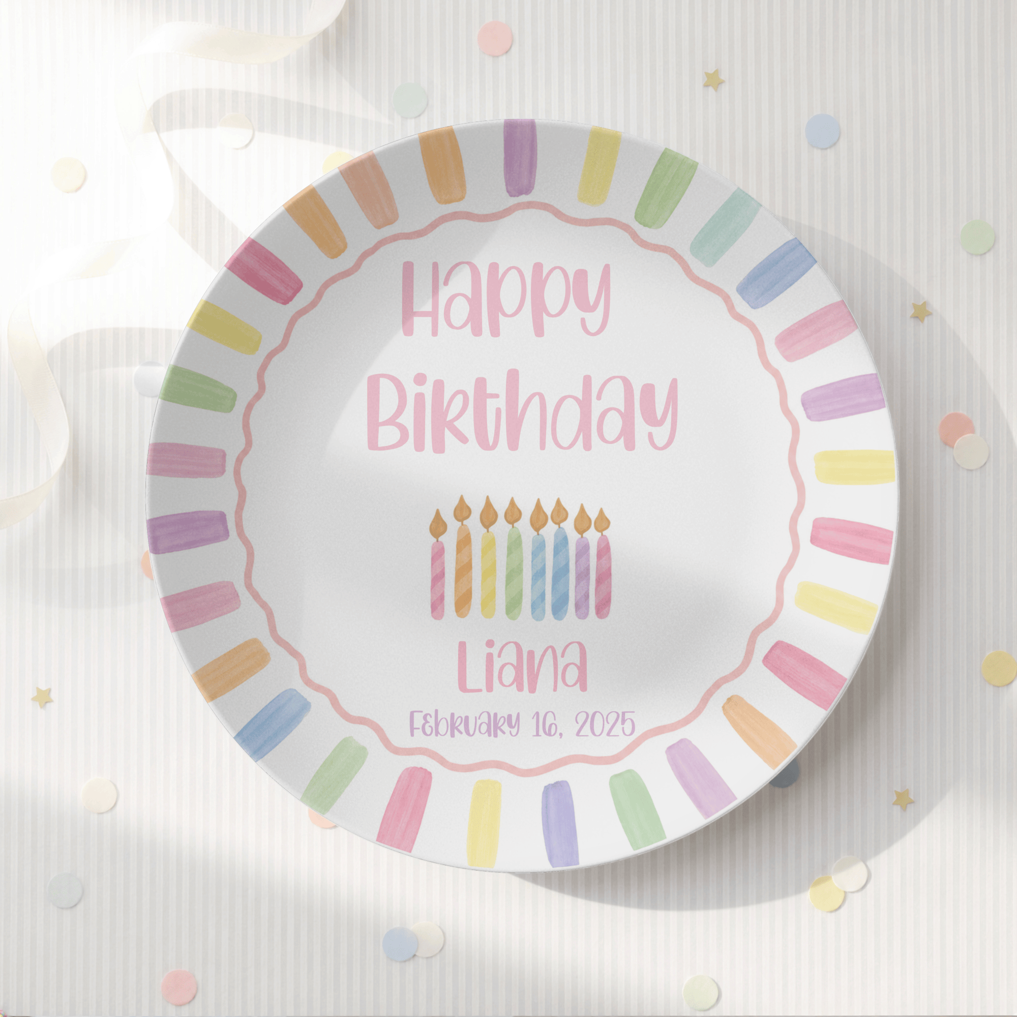 Rainbow Candle Birthday Plate by Lil Plate Shop