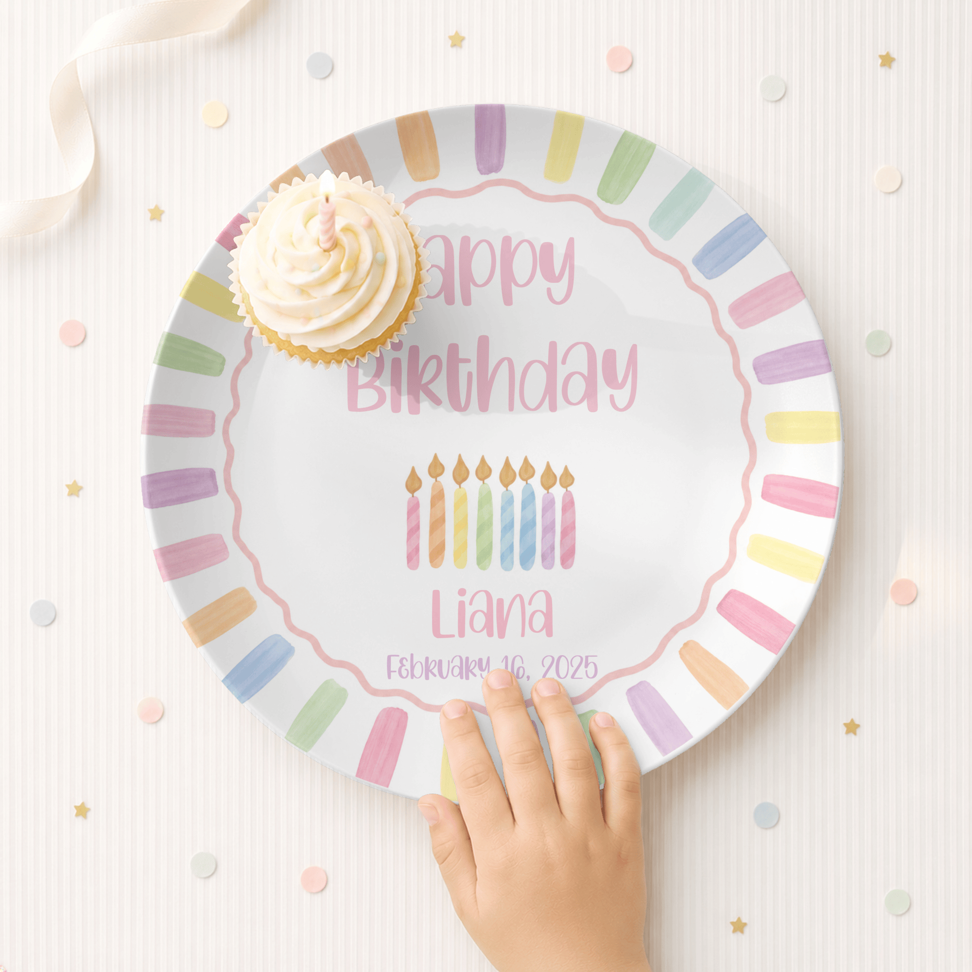 Rainbow Candle Birthday Plate by Lil Plate Shop