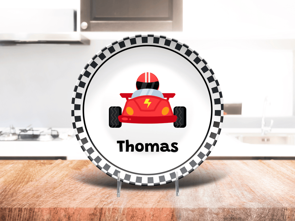 Red Race Car Plate by Lil Plate Shop