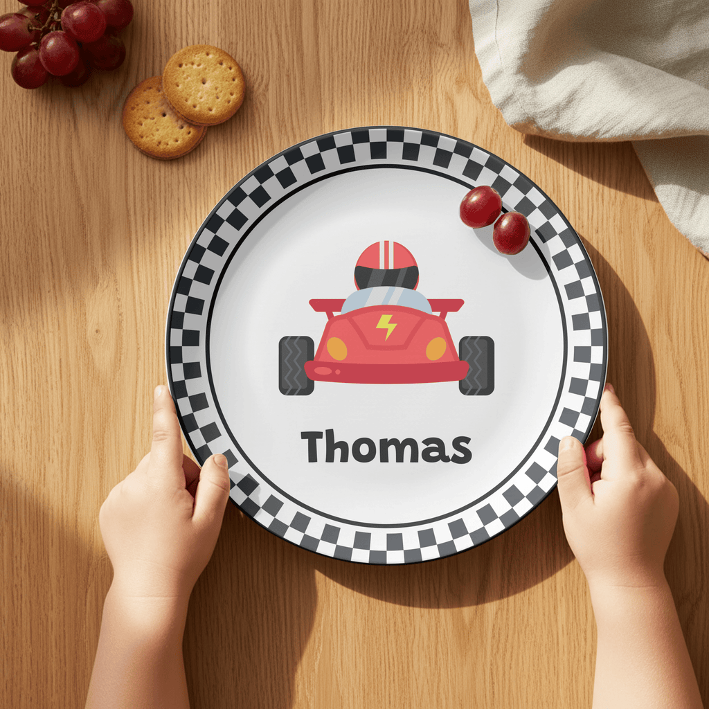 Red Race Car Plate by Lil Plate Shop