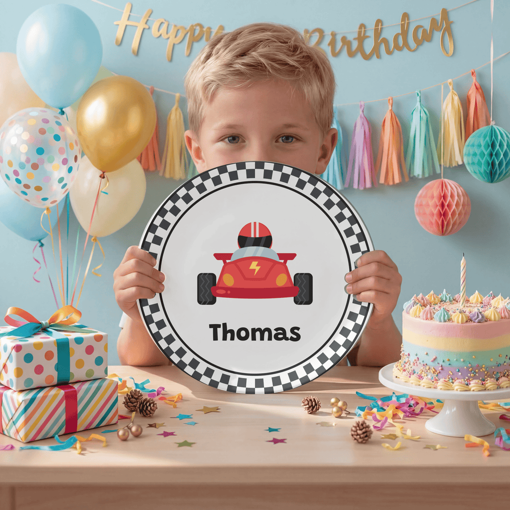 Red Race Car Plate by Lil Plate Shop