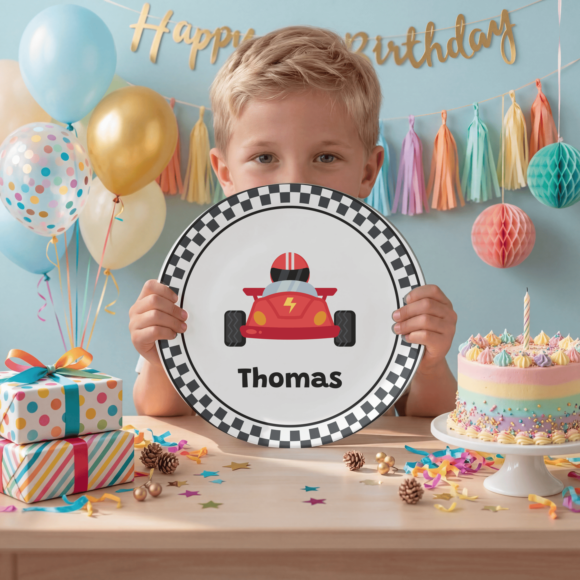 Red Race Car Plate by Lil Plate Shop