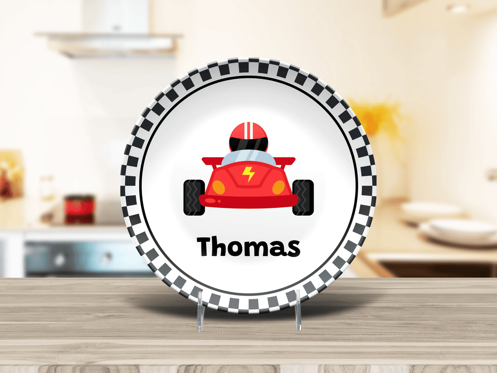 Red Race Car Plate by Lil Plate Shop