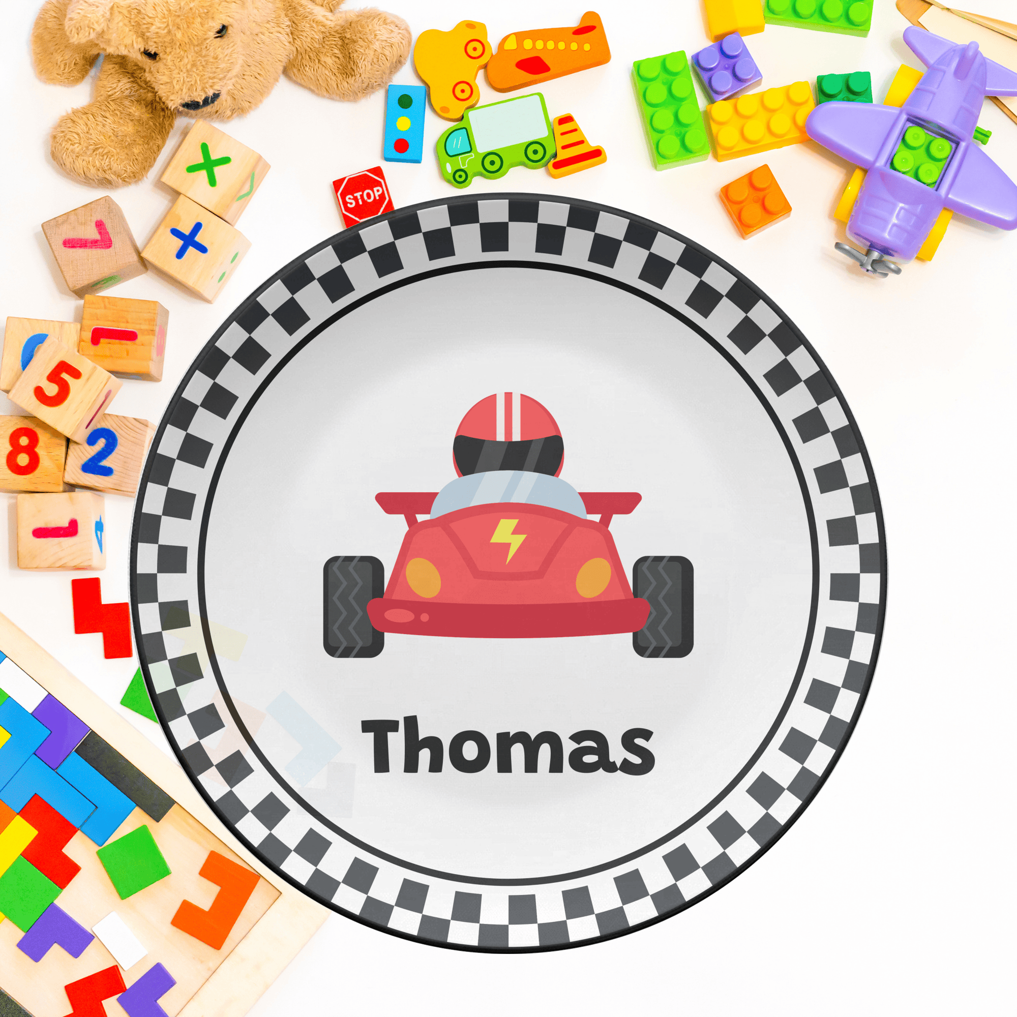 Red Race Car Plate by Lil Plate Shop
