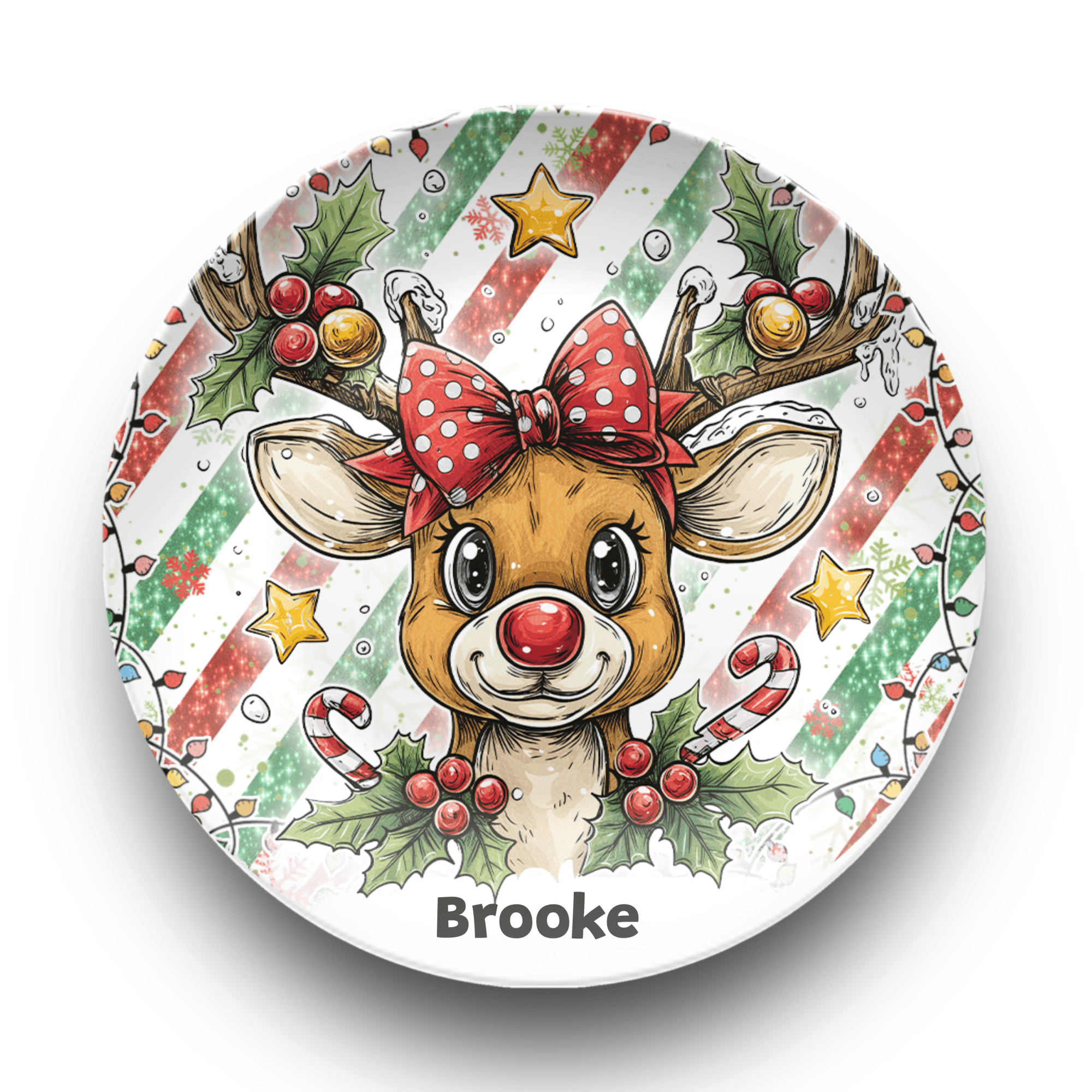 Reindeer Pal Plate Plate / Girl Reindeer by Lil Plate Shop