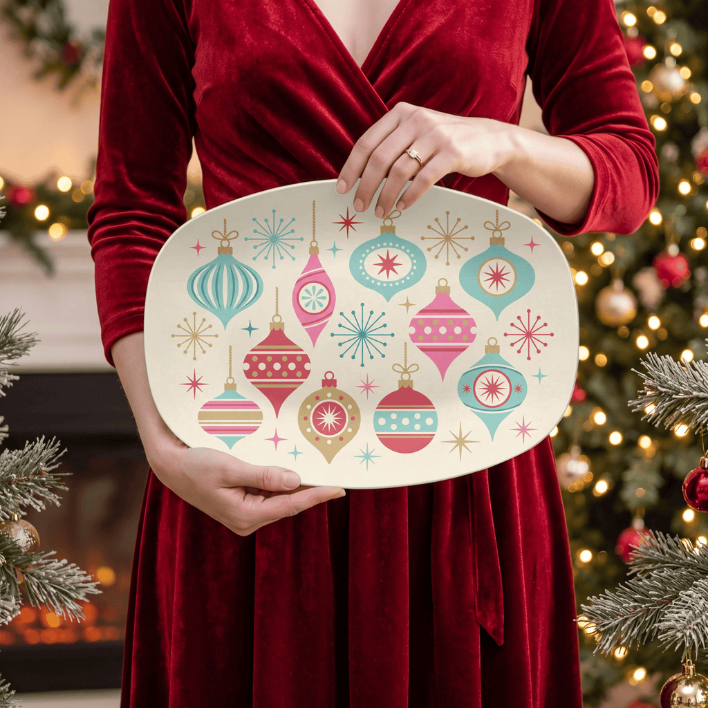 Retro MCM Christmas Ornaments Platter by Lil Plate Shop