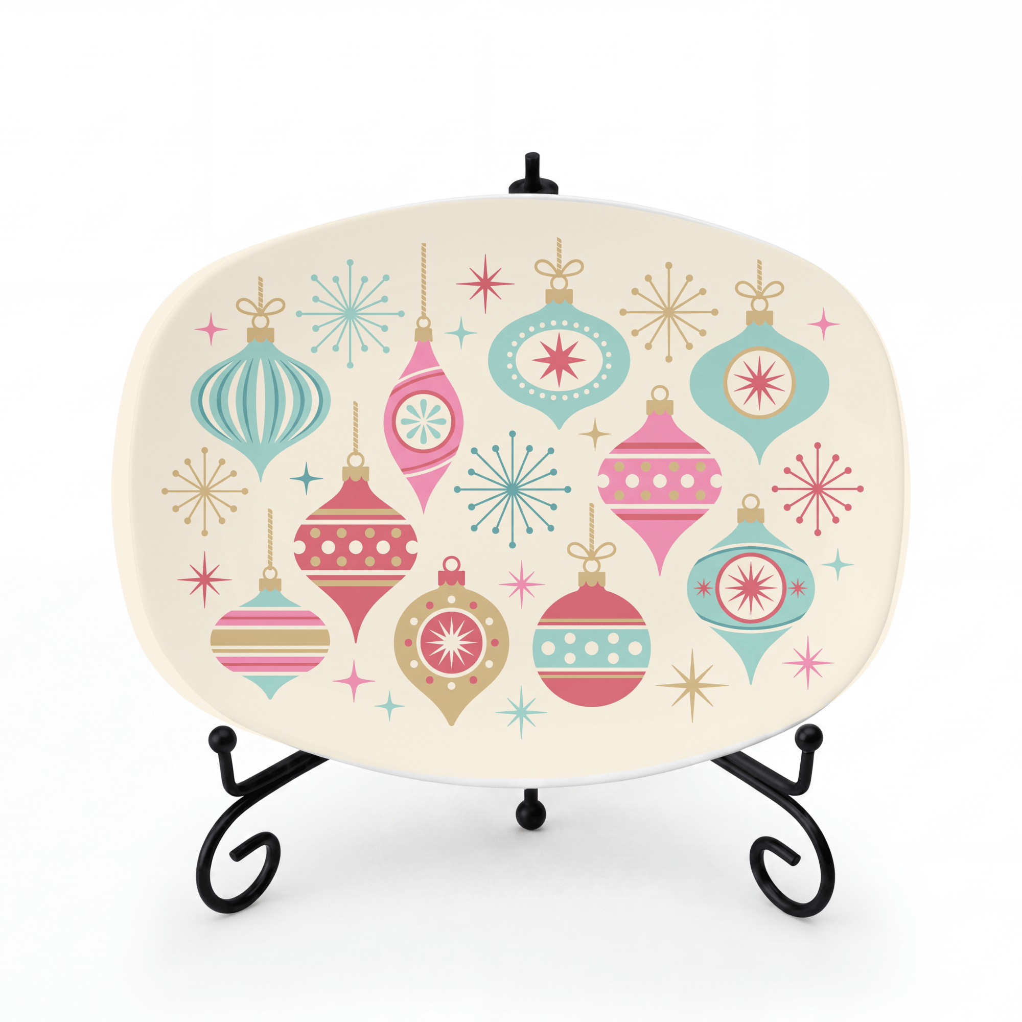 Retro MCM Christmas Ornaments Platter Platter + Stand + Gift Box by Lil Plate Shop