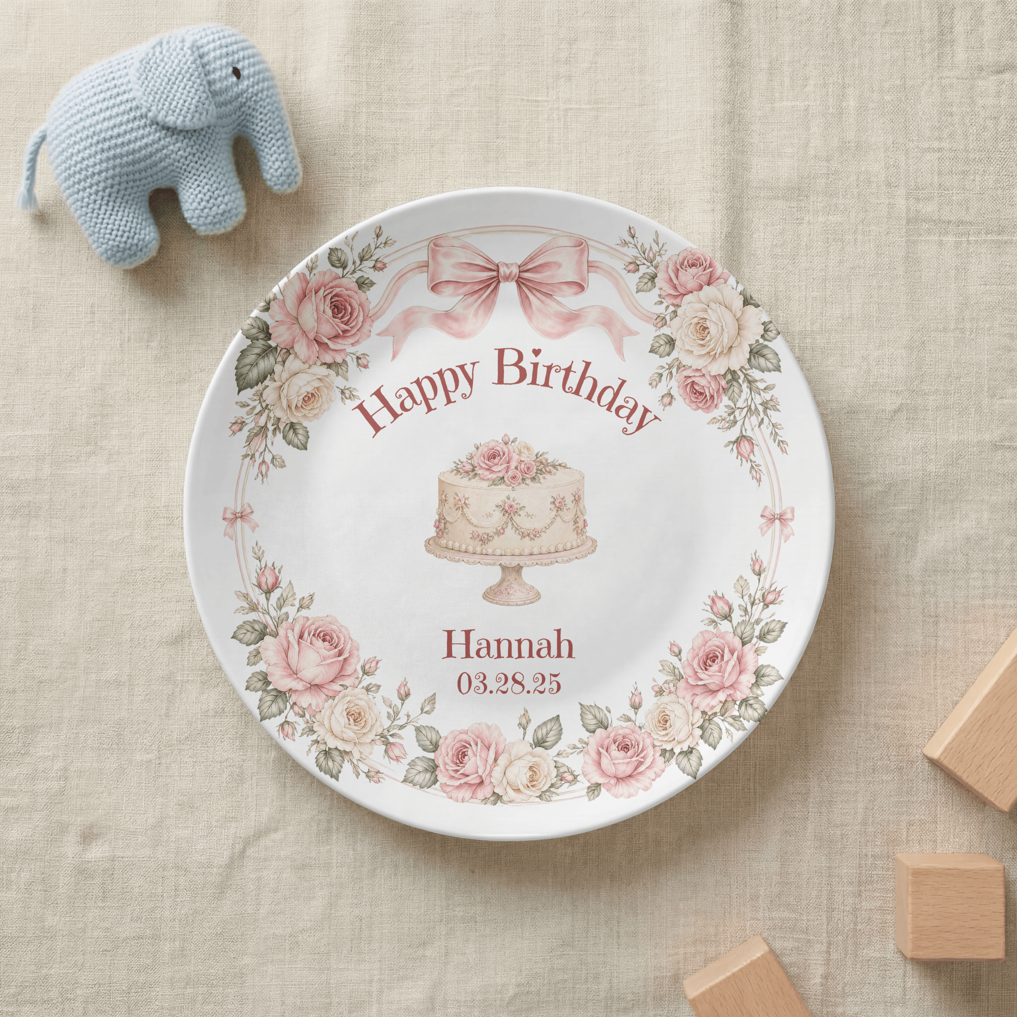 Rose Coquette Birthday Plate by Lil Plate Shop