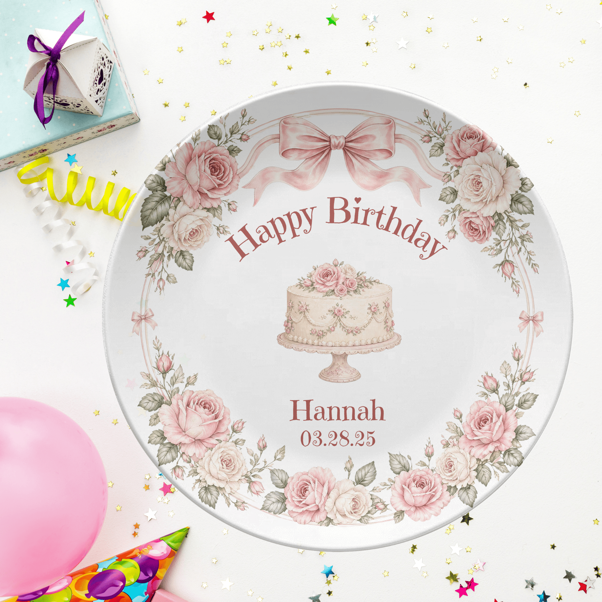 Rose Coquette Birthday Plate by Lil Plate Shop