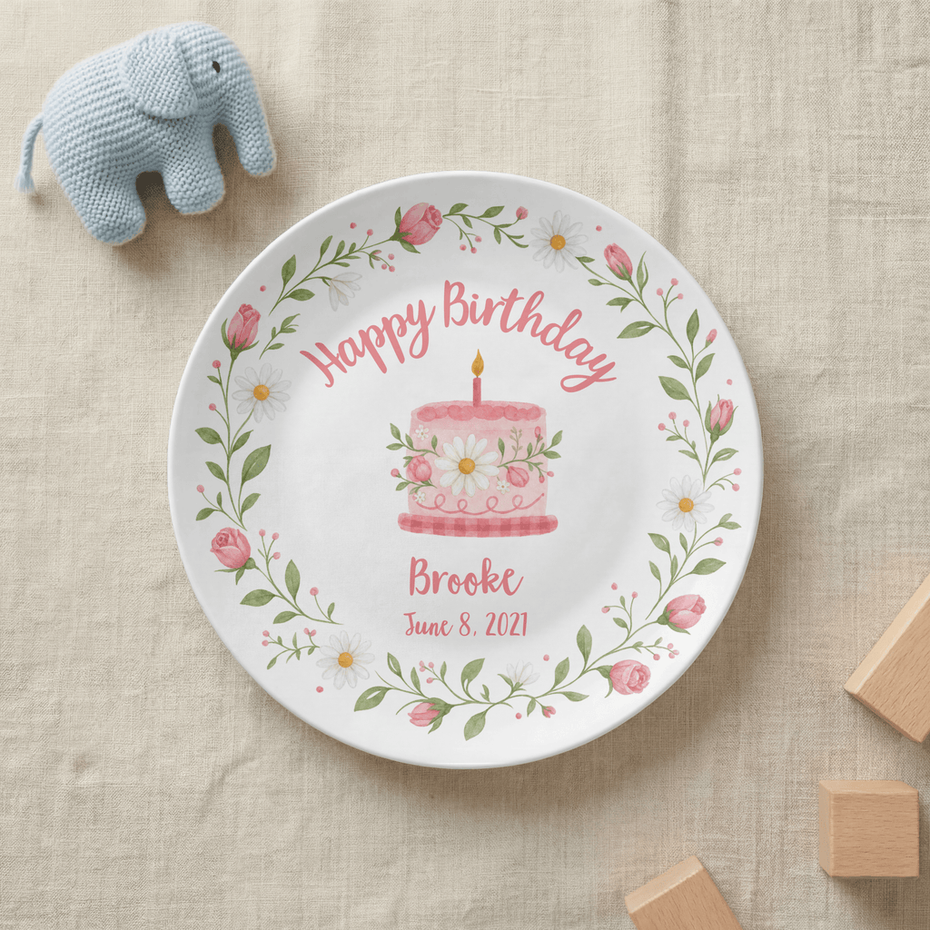 Rose Floral Birthday Plate by Lil Plate Shop