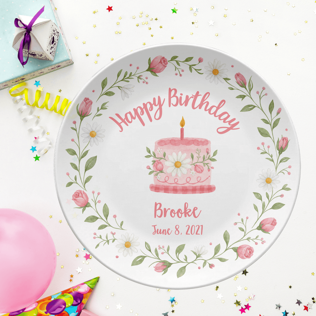 Rose Floral Birthday Plate by Lil Plate Shop
