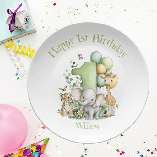 Safari Animal First Birthday Plate by Lil Plate Shop