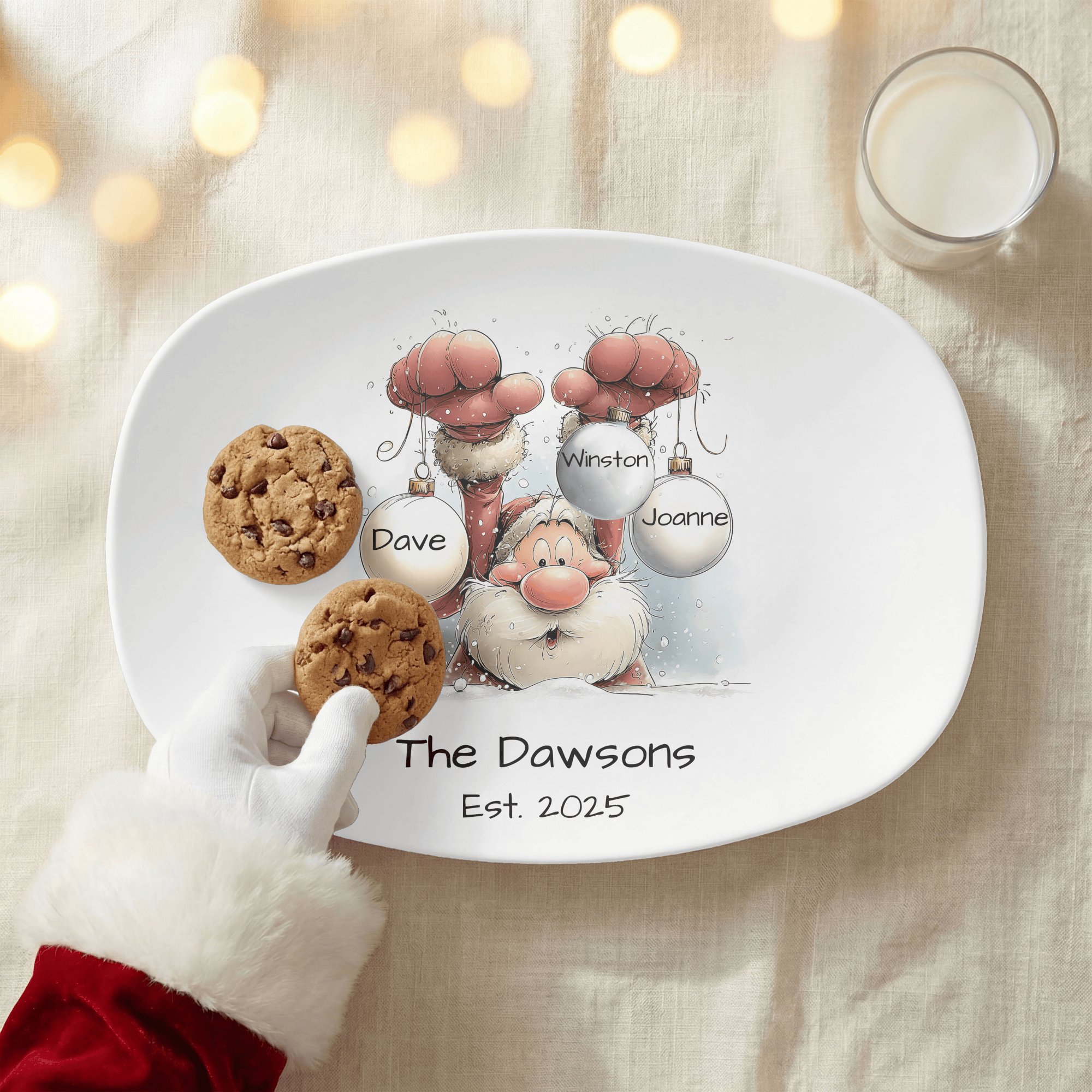 Santa's Family Christmas Ball Platter by Lil Plate Shop