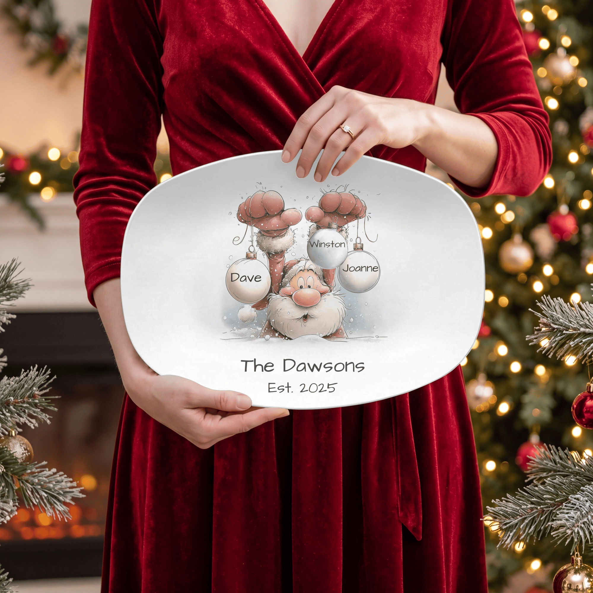 Santa's Family Christmas Ball Platter by Lil Plate Shop