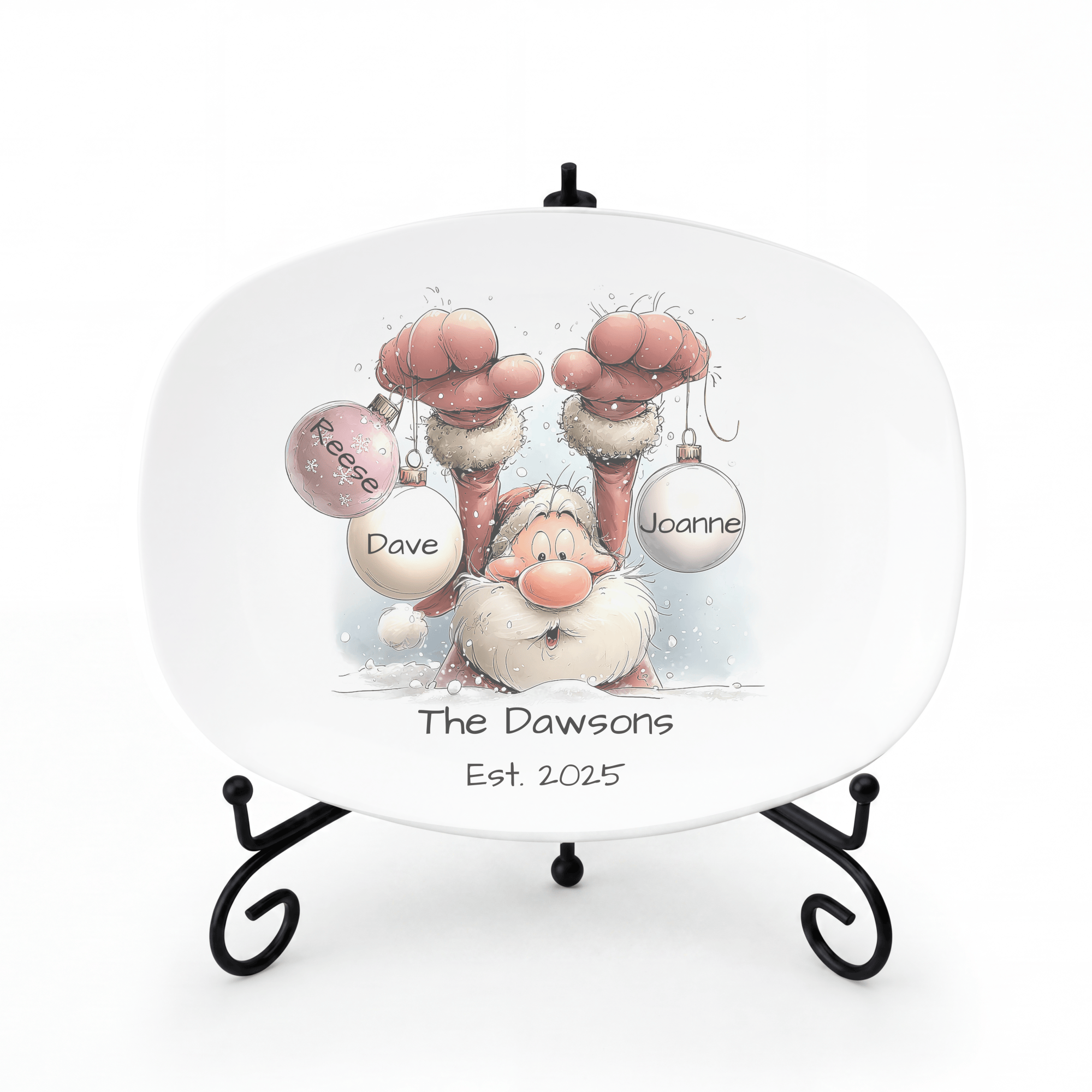Santa's Family Christmas Ball Platter by Lil Plate Shop