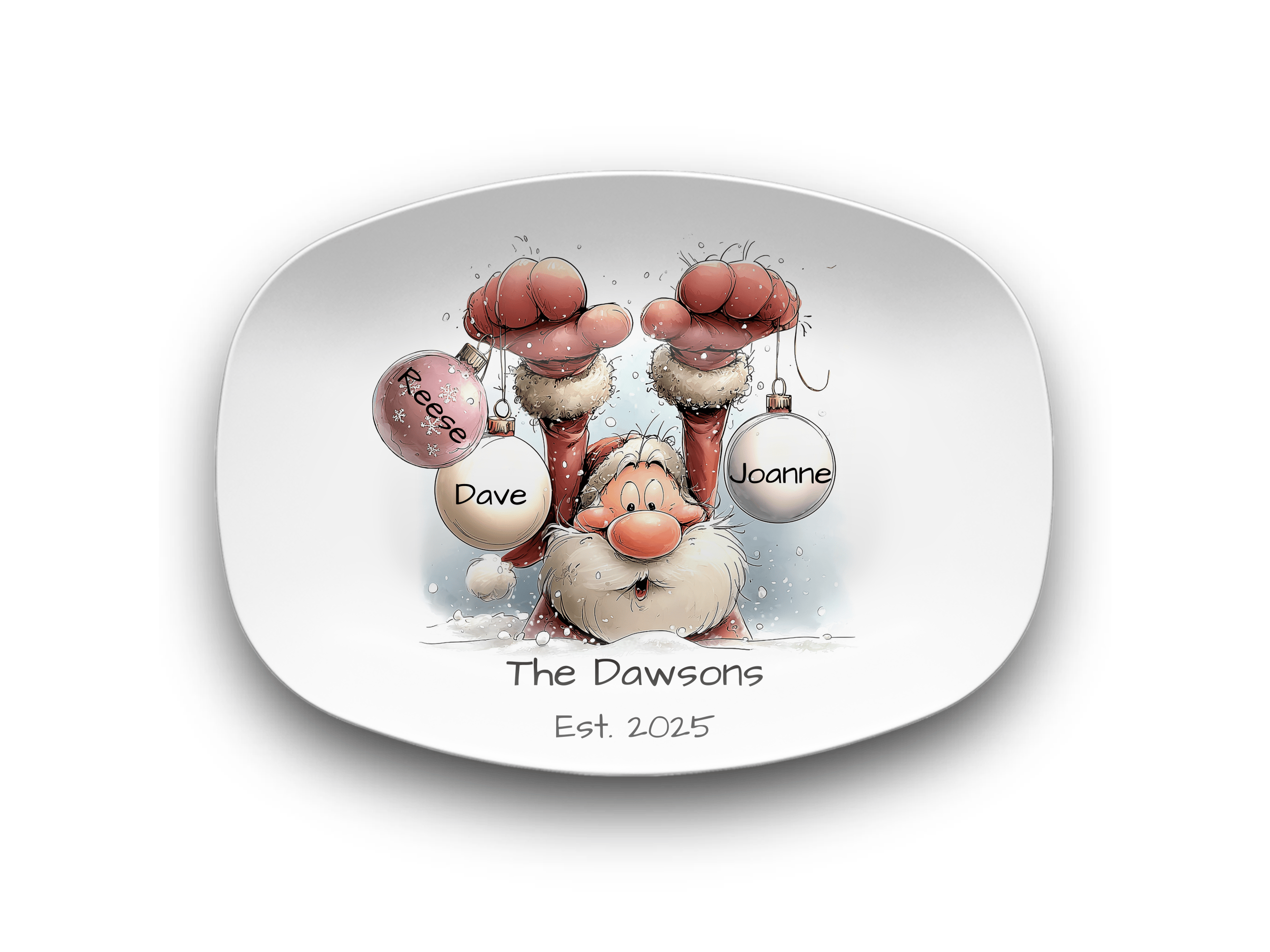 Santa's Family Christmas Ball Platter by Lil Plate Shop