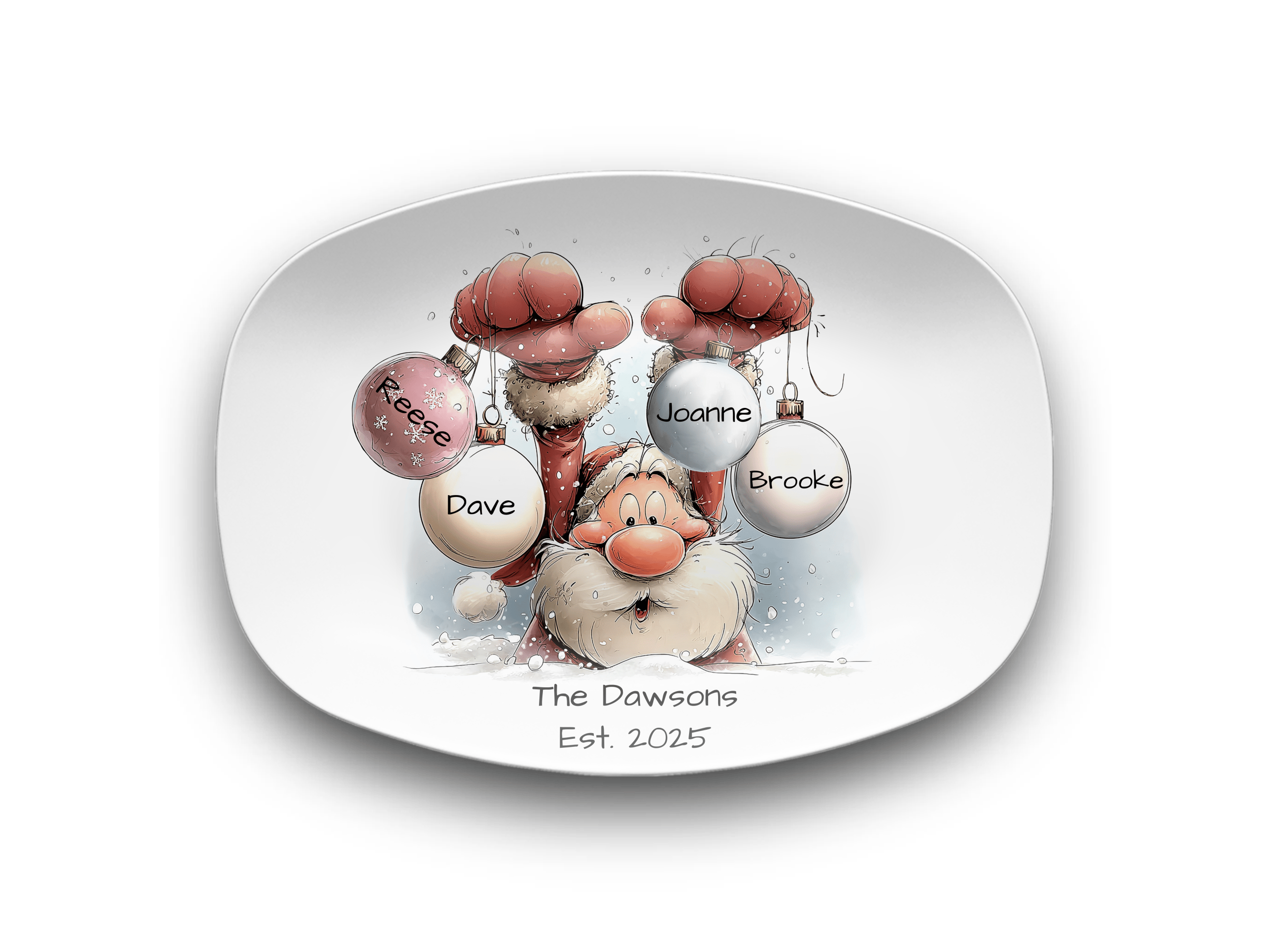 Santa's Family Christmas Ball Platter Platter / Four Names by Lil Plate Shop