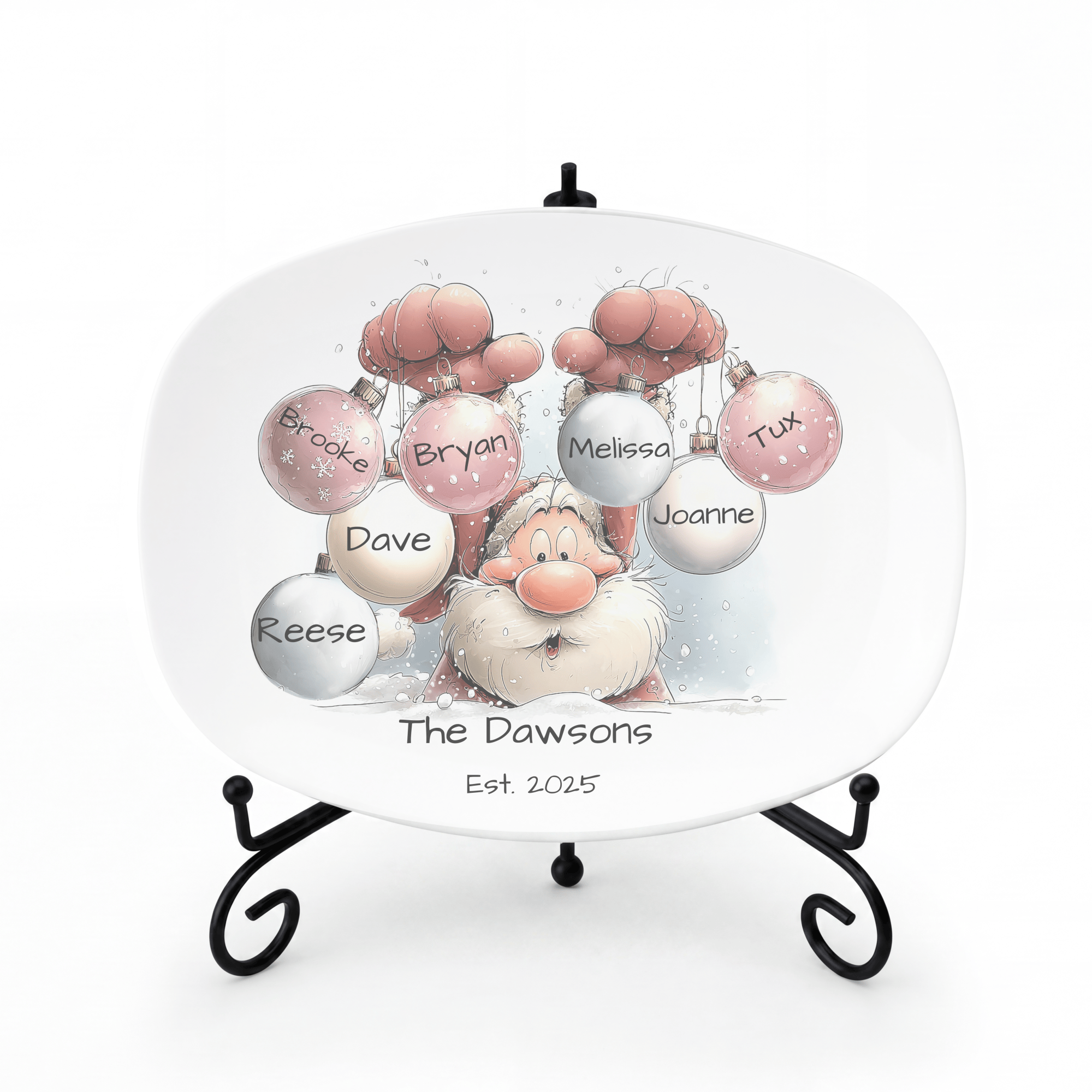 Santa's Family Christmas Ball Platter Platter / Seven Names by Lil Plate Shop