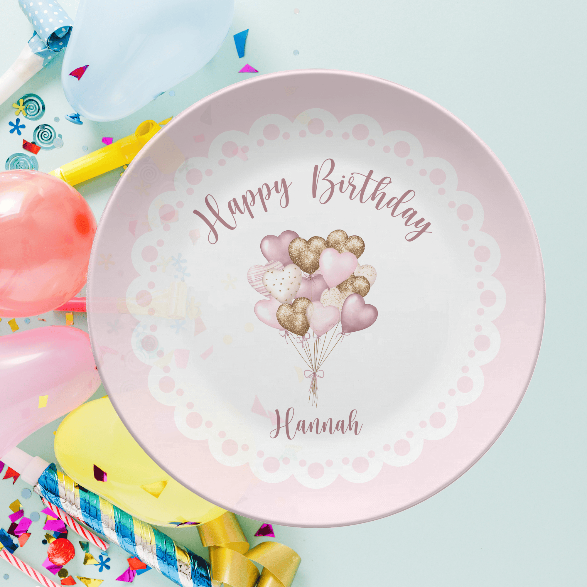 Scalloped Heart Balloon Birthday Plate by Lil Plate Shop