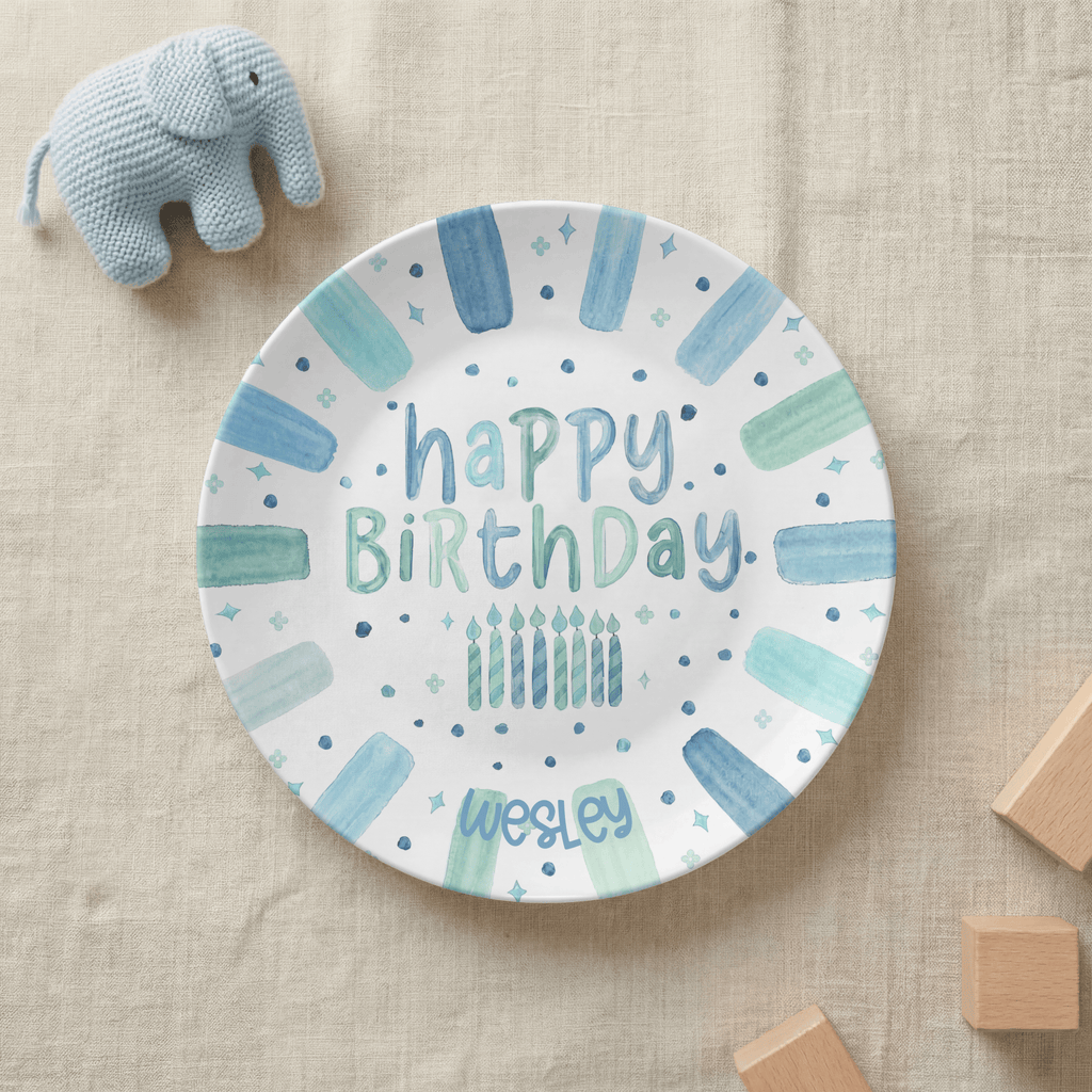 Shades of Blue Birthday Plate by Lil Plate Shop