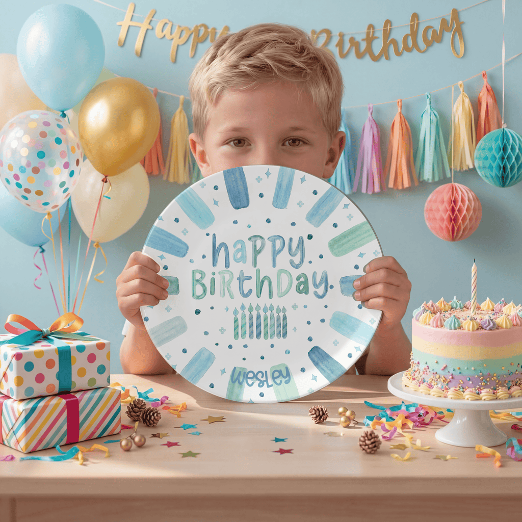 Shades of Blue Birthday Plate by Lil Plate Shop