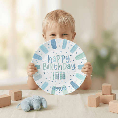 Shades of Blue Birthday Plate by Lil Plate Shop