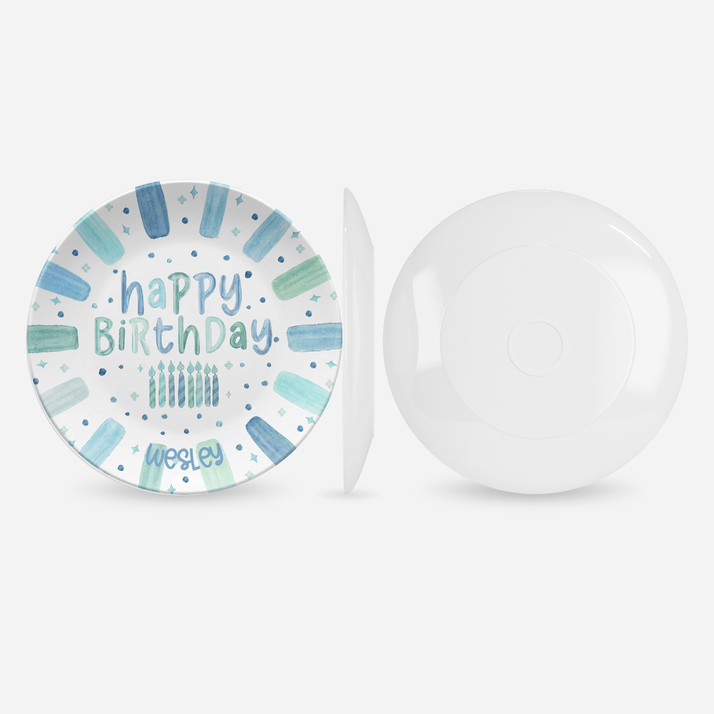 Shades of Blue Birthday Plate by Lil Plate Shop