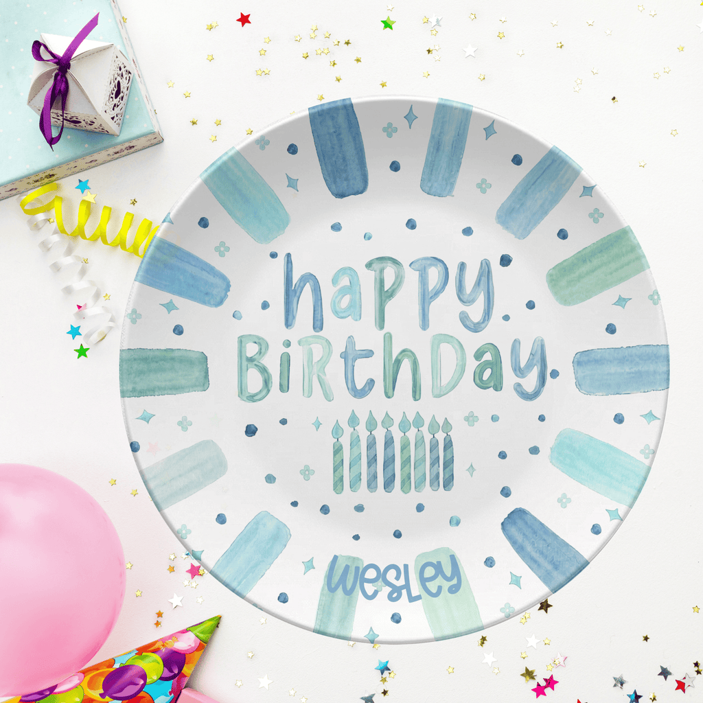 Shades of Blue Birthday Plate by Lil Plate Shop