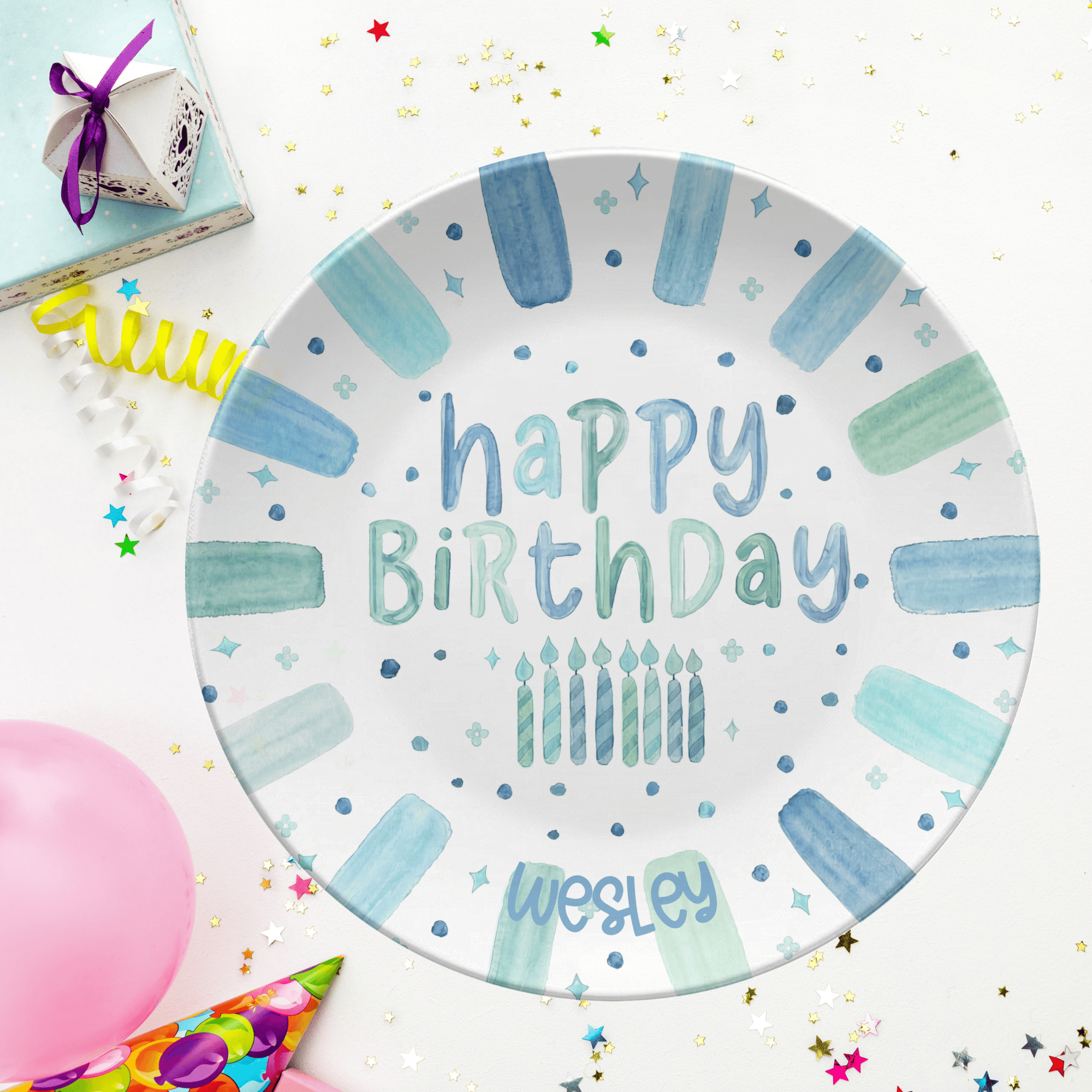 Shades of Blue Birthday Plate by Lil Plate Shop