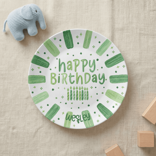 Shades of Green Birthday Plate by Lil Plate Shop