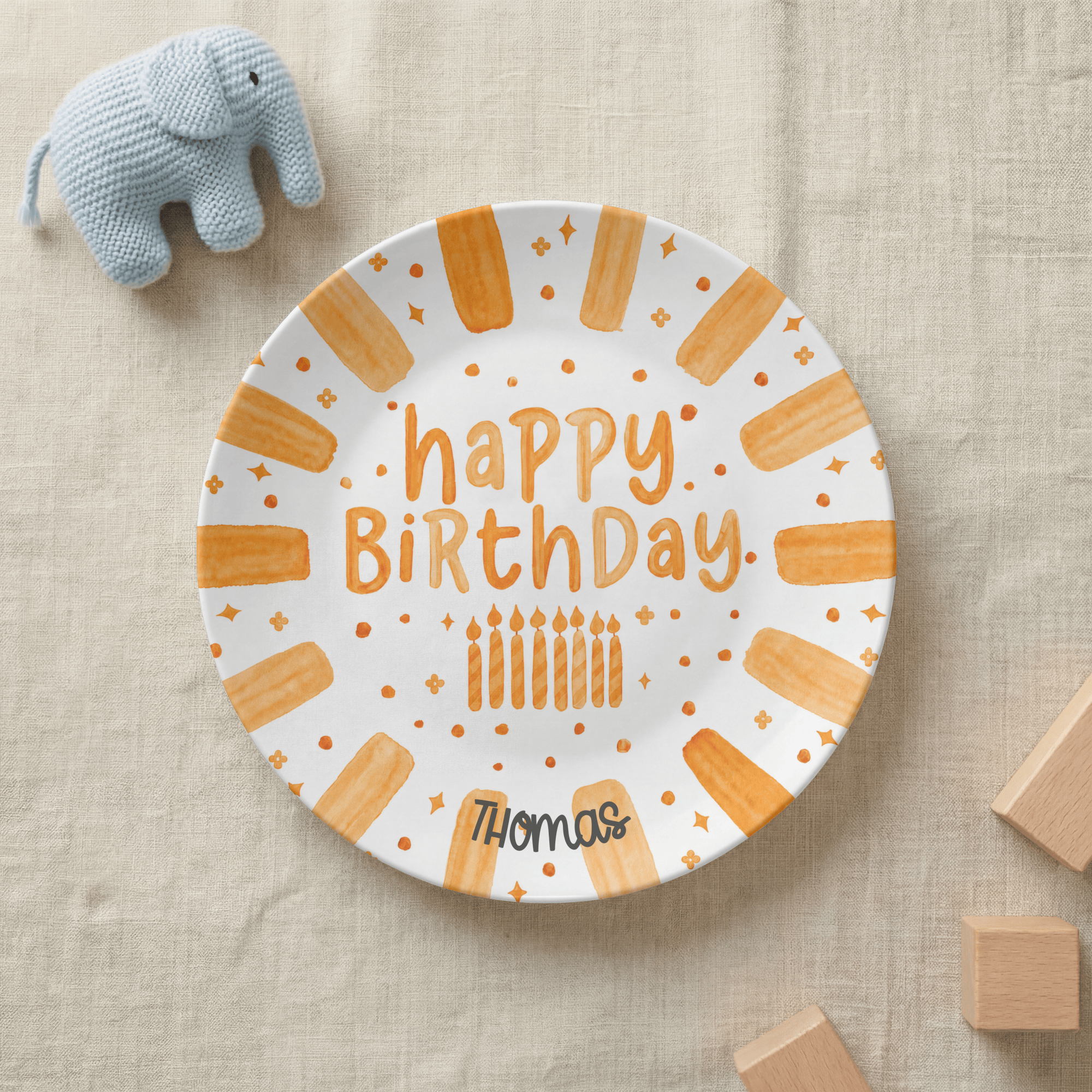 Shades of Orange Birthday Plate by Lil Plate Shop