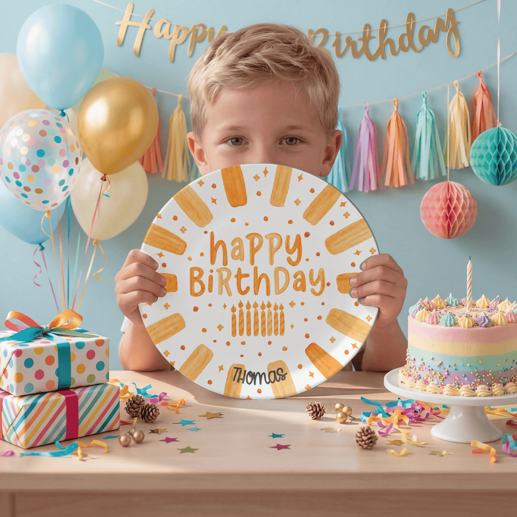 Shades of Orange Birthday Plate by Lil Plate Shop